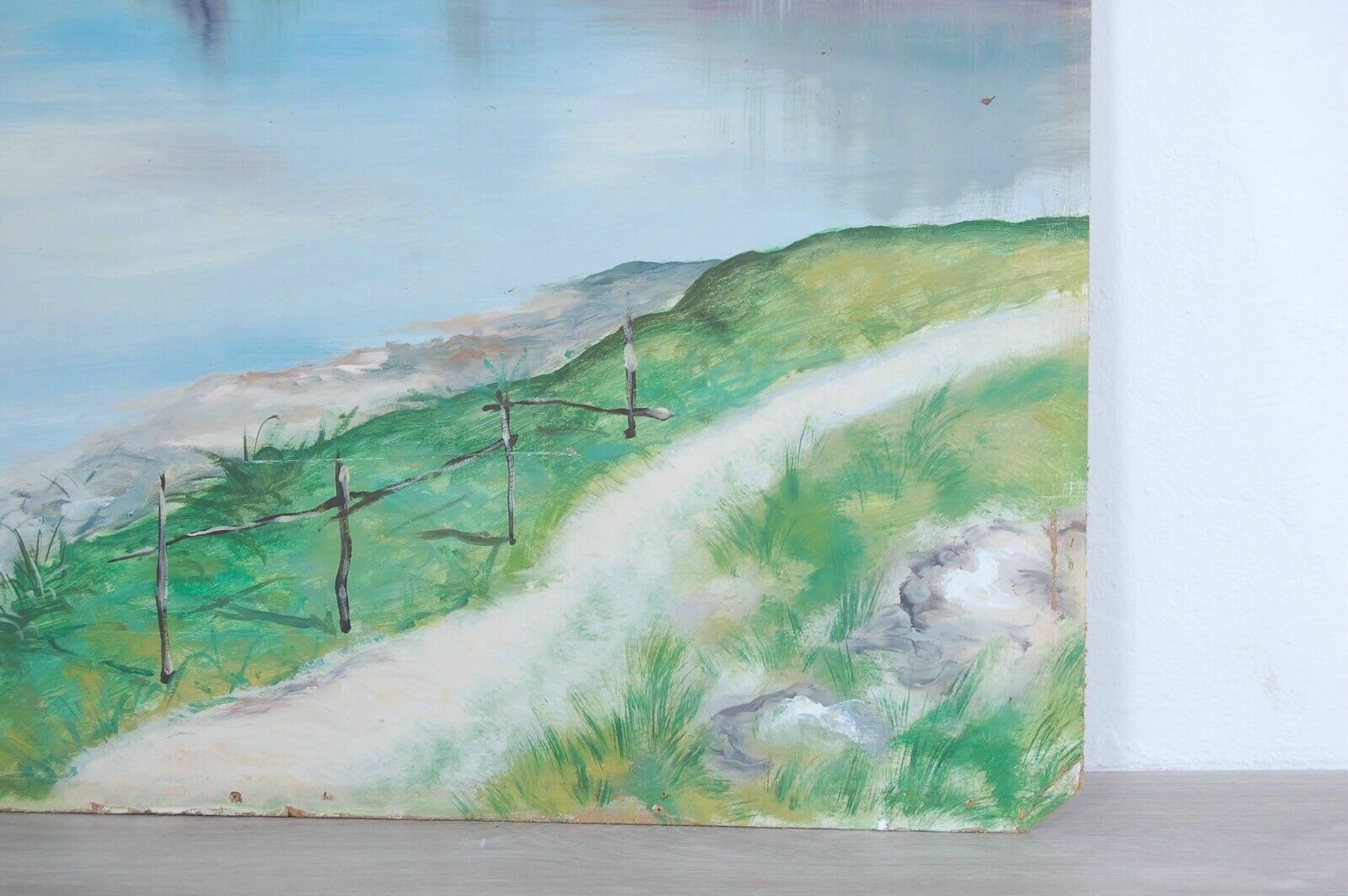 Large Lake Mountain Landscape Painting Oil On Wood Brugnetti photo 106.0