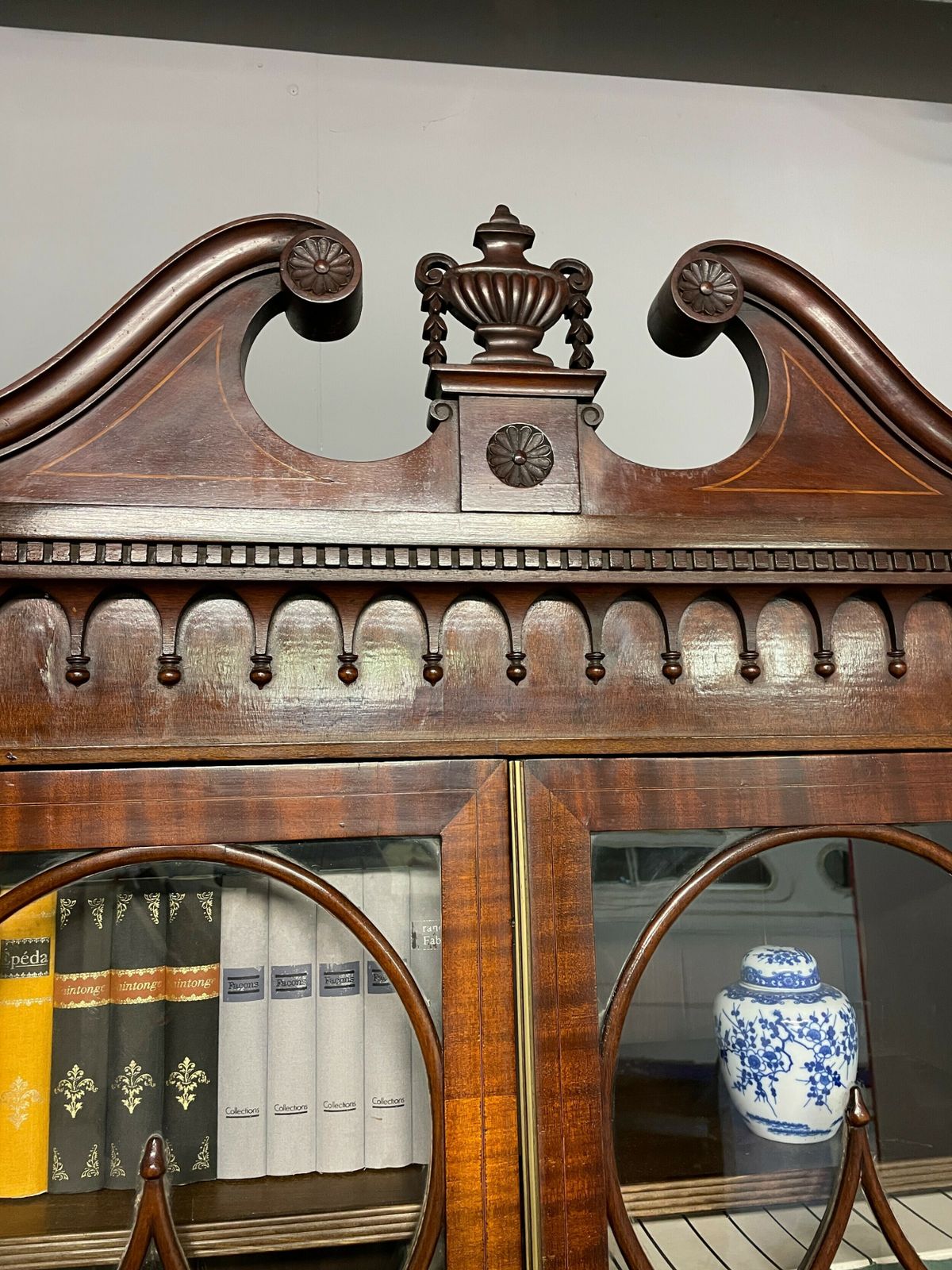 Edwardian Inlaid Mahogany Four Door Breakfront Library Bookcase photo for sale