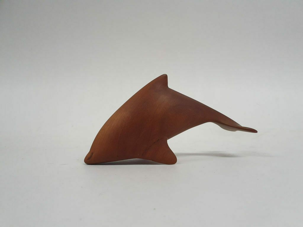 Scandinavian Modern Solid Teak Dolphin Sculpture, 1950's
