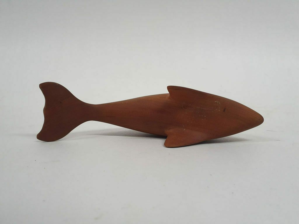 Scandinavian Modern Solid Teak Dolphin Sculpture, 1950's photo vinterior