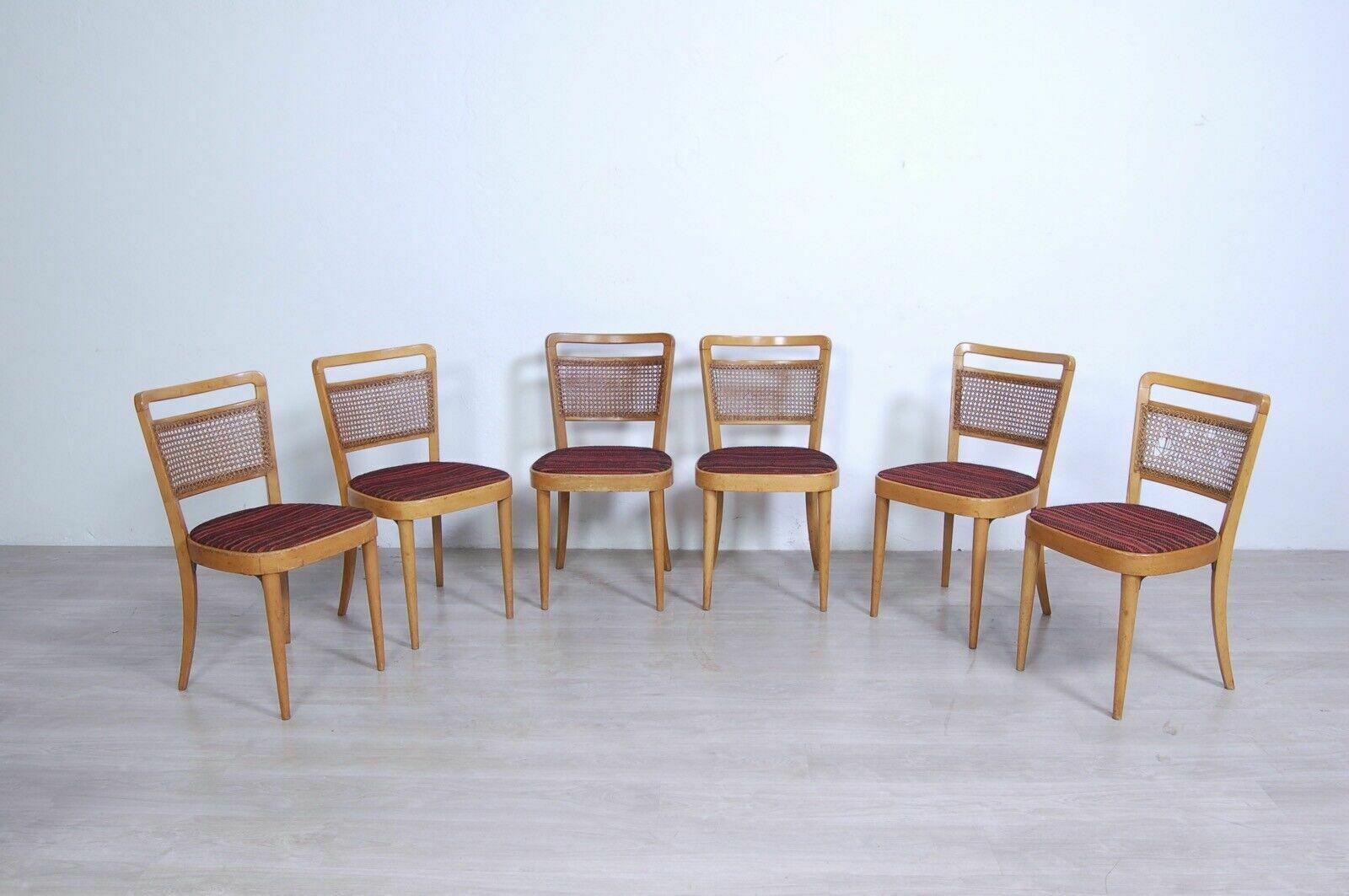 Set Of 6 1940s Design Chairs With Vienna Straw Backrest To Be Restored photo furniture