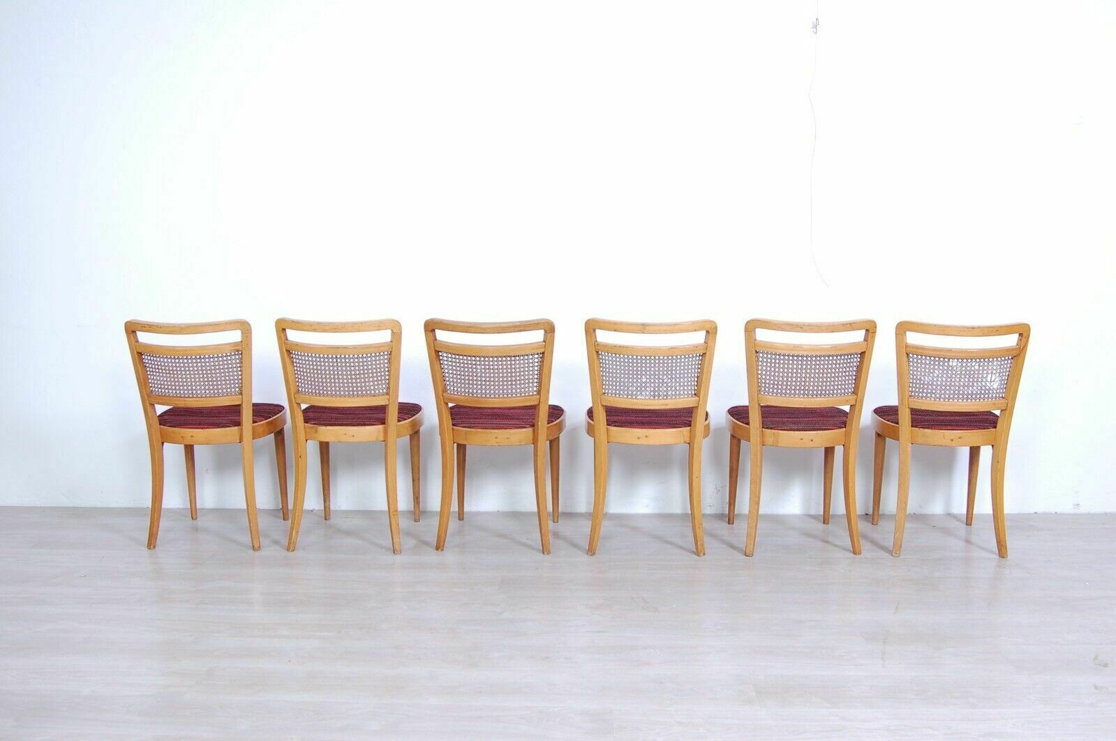 photo for sale Set Of 6 1940s Design Chairs With Vienna Straw Backrest To Be Restored