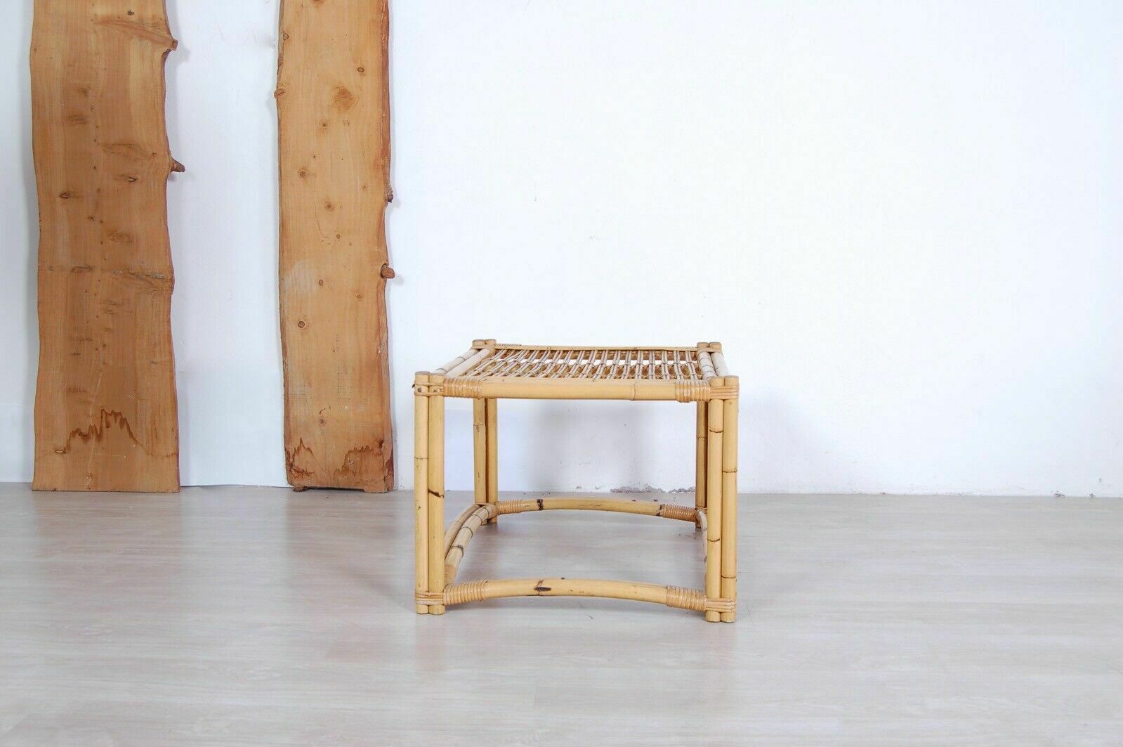 Woven Bamboo Tea Table From The 70s. Good Condition. 76x55 Cm photo 243.0