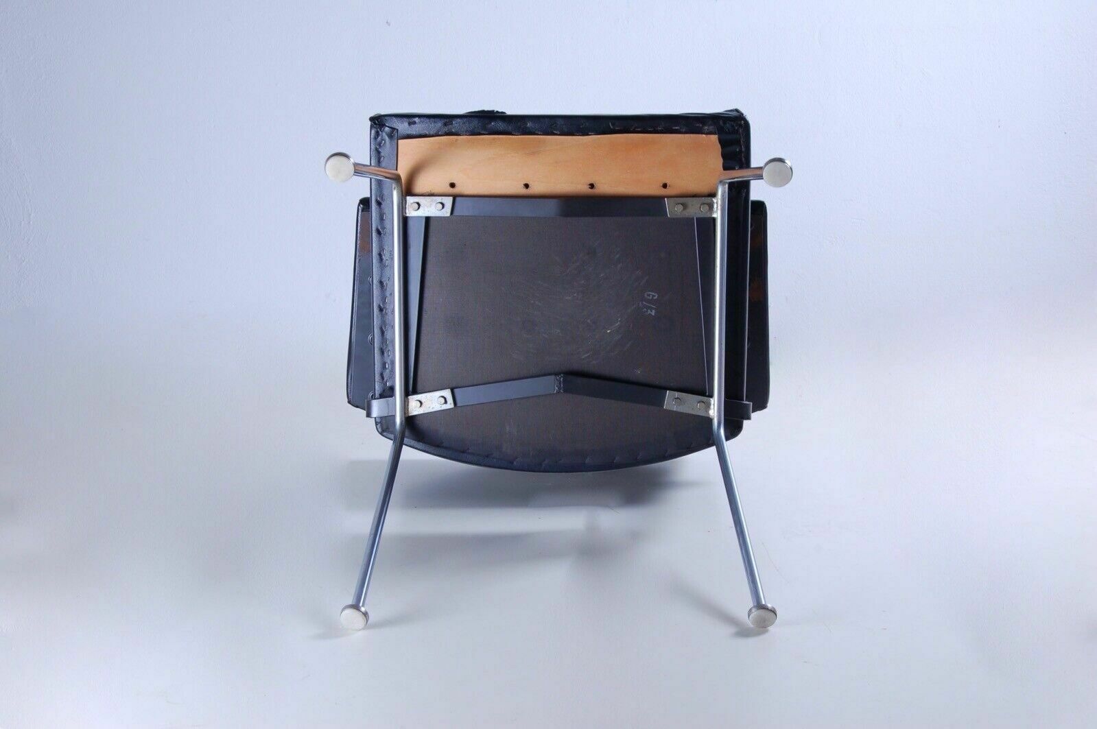 263.0 Dantuma Dutch Chair With Armrests, 1950s 60s, Steel, Black Leather photo