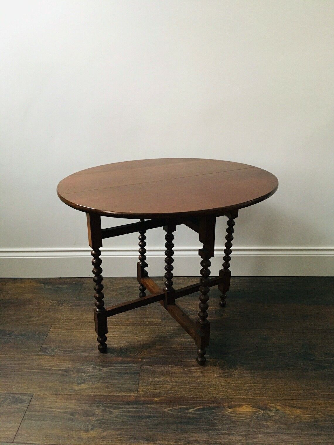 British Folding Bobbin Pin Leg Table photo vintage