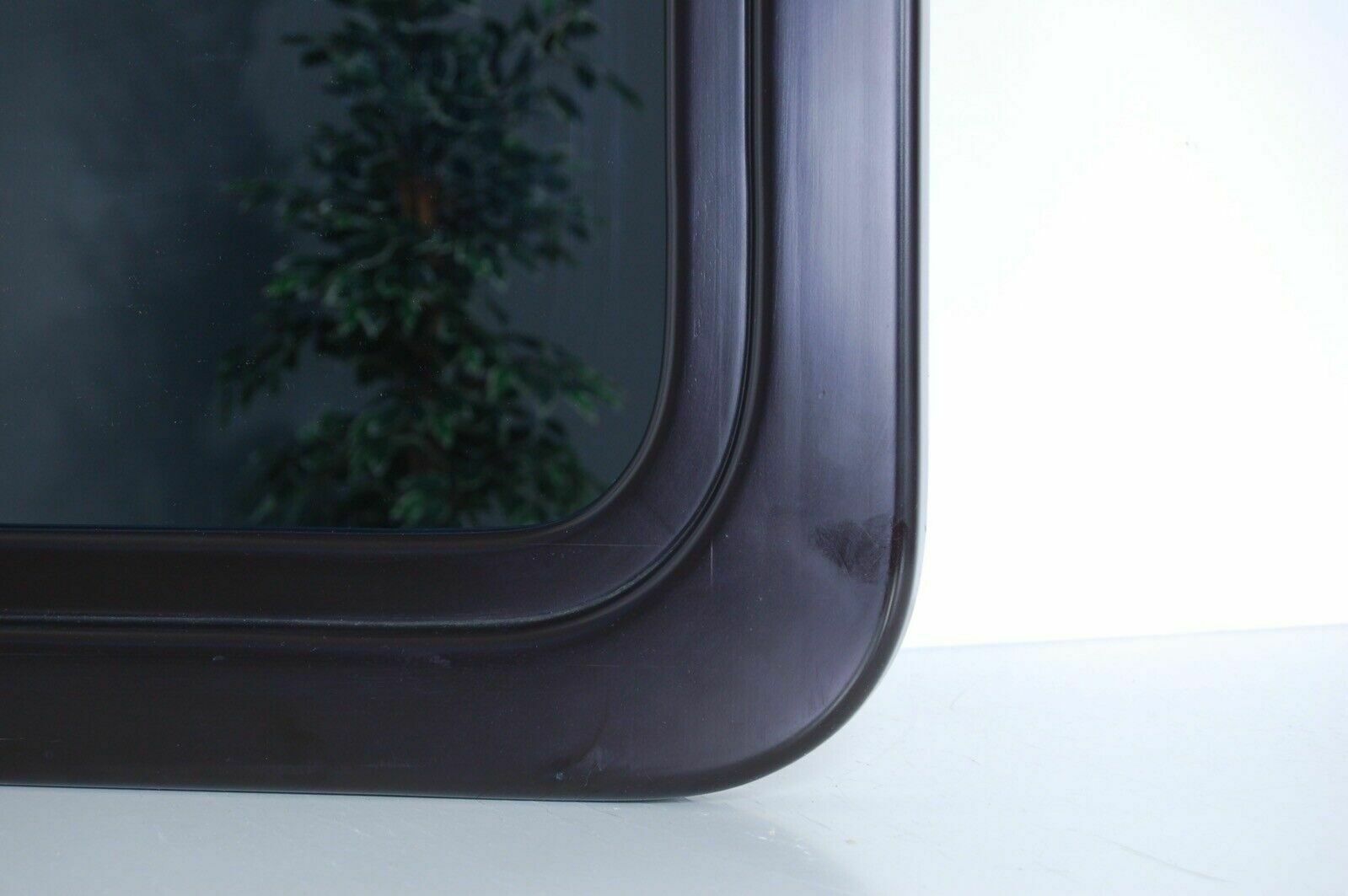 70s Design Square Mirror With Spece Age Brown Lacquered Wooden Frame 70cm photo vinterior