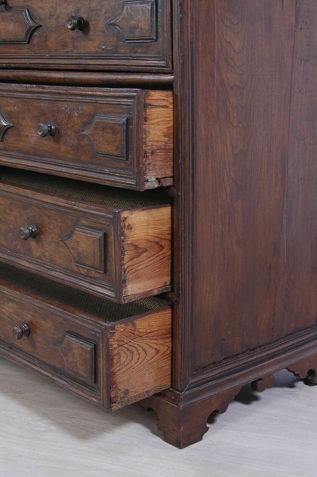 Furniture Antique Chest Of Drawers From The End Of The 18th Century, Old Lombard Chest Of Drawers With Walnut Flap photo