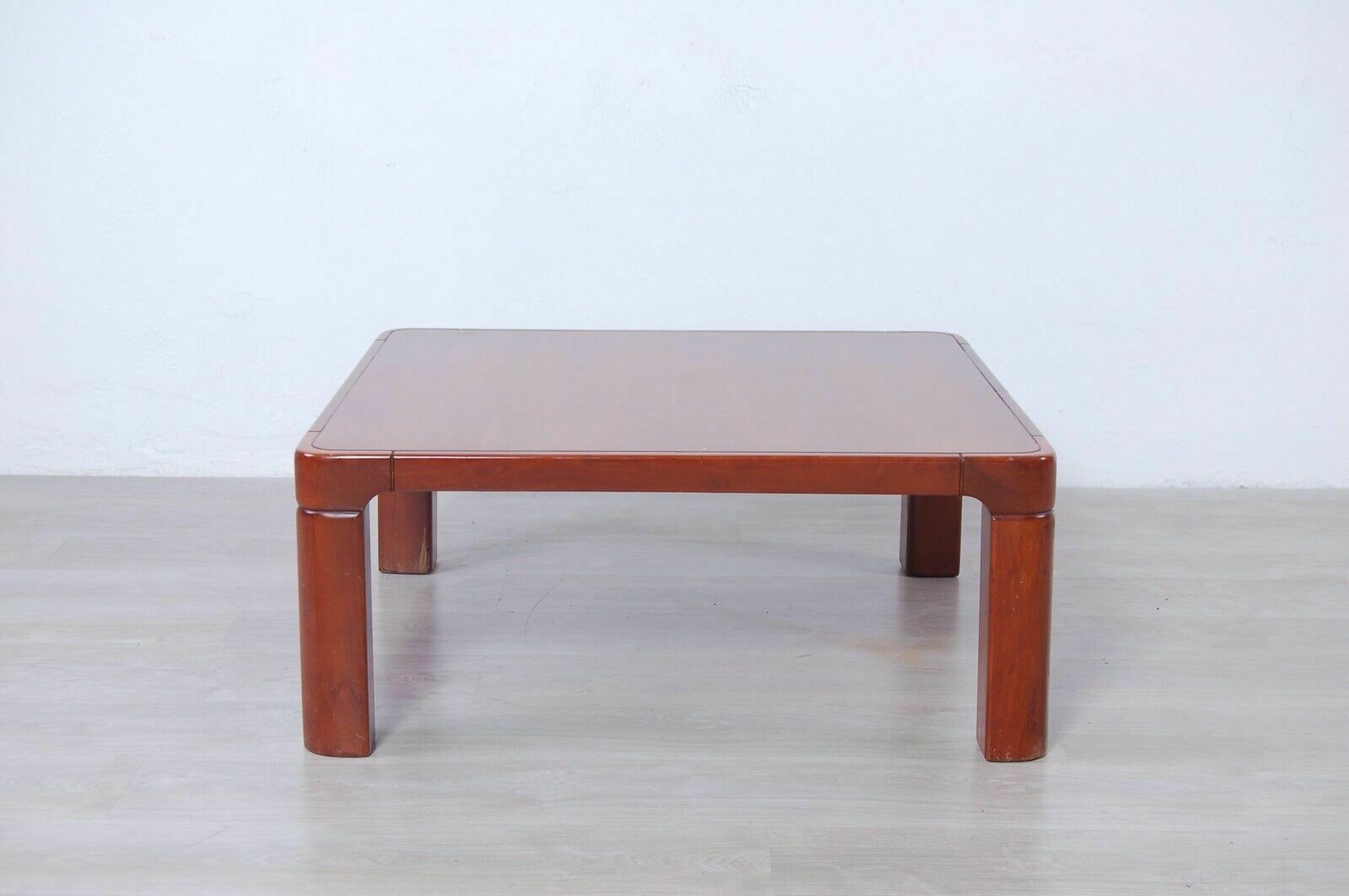 Coffee Table Square Low Wooden Table Design 60s 70s Curves photo vinterior