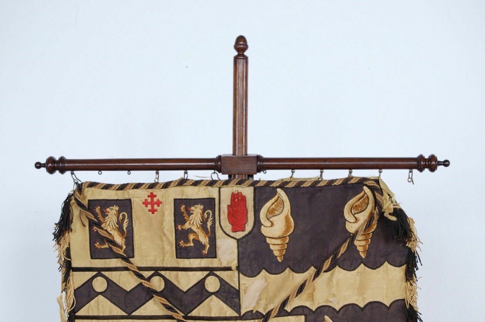 Pair Of Antique Wooden Standard Holders Support Rod For Coats Of Arms Or Vestments photo buy