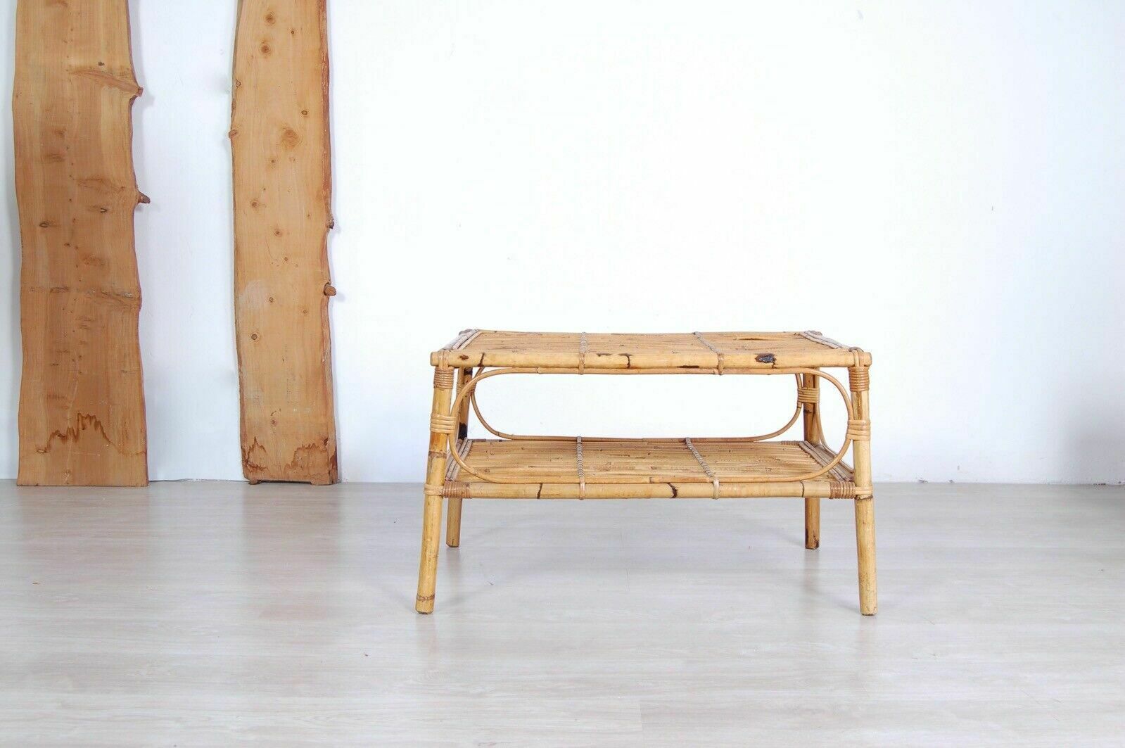 Elegant Bamboo And Wicker Living Room Tea Table 80x52cm Height 49cm