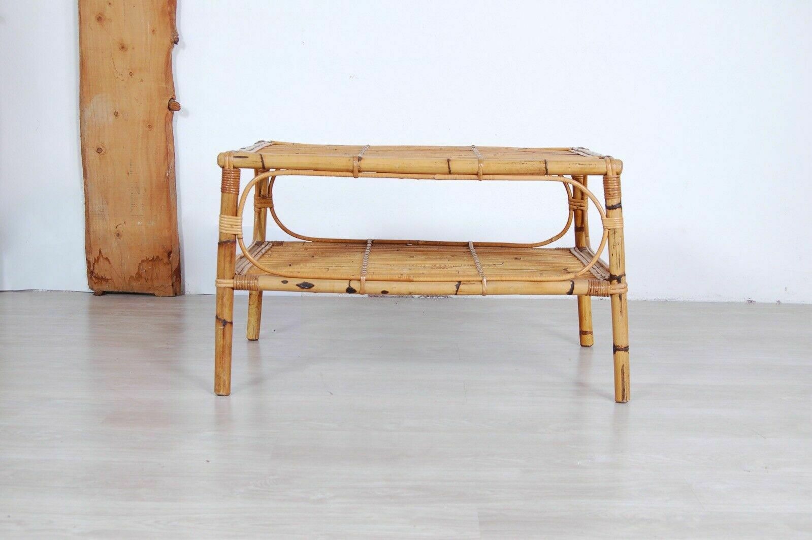Elegant Bamboo And Wicker Living Room Tea Table 80x52cm Height 49cm photo vinterior