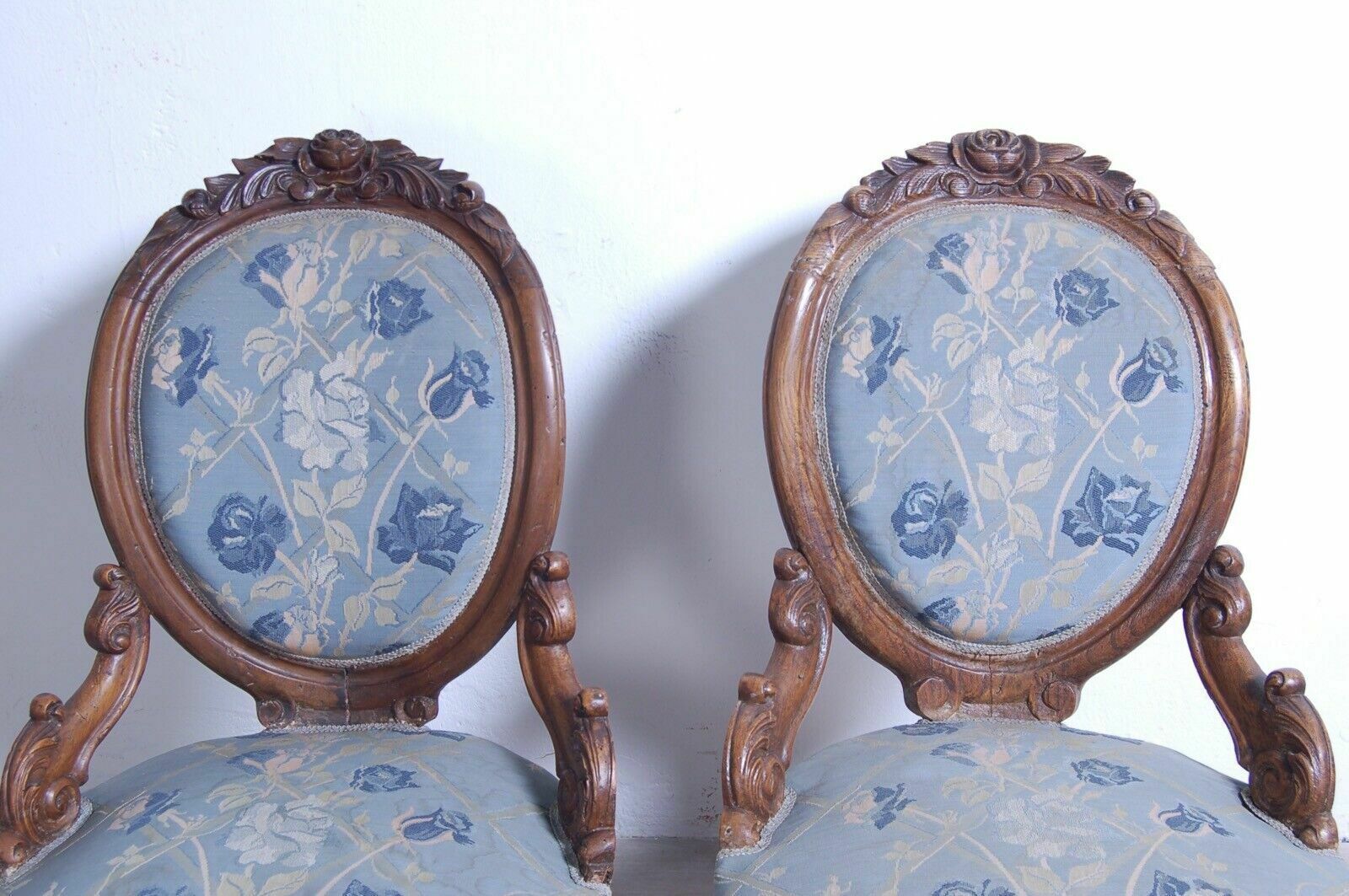 Pair Of Armchairs From The Late 19th Century In Antique Walnut Wood. Antique Bedroom Armchair Chair photo buy