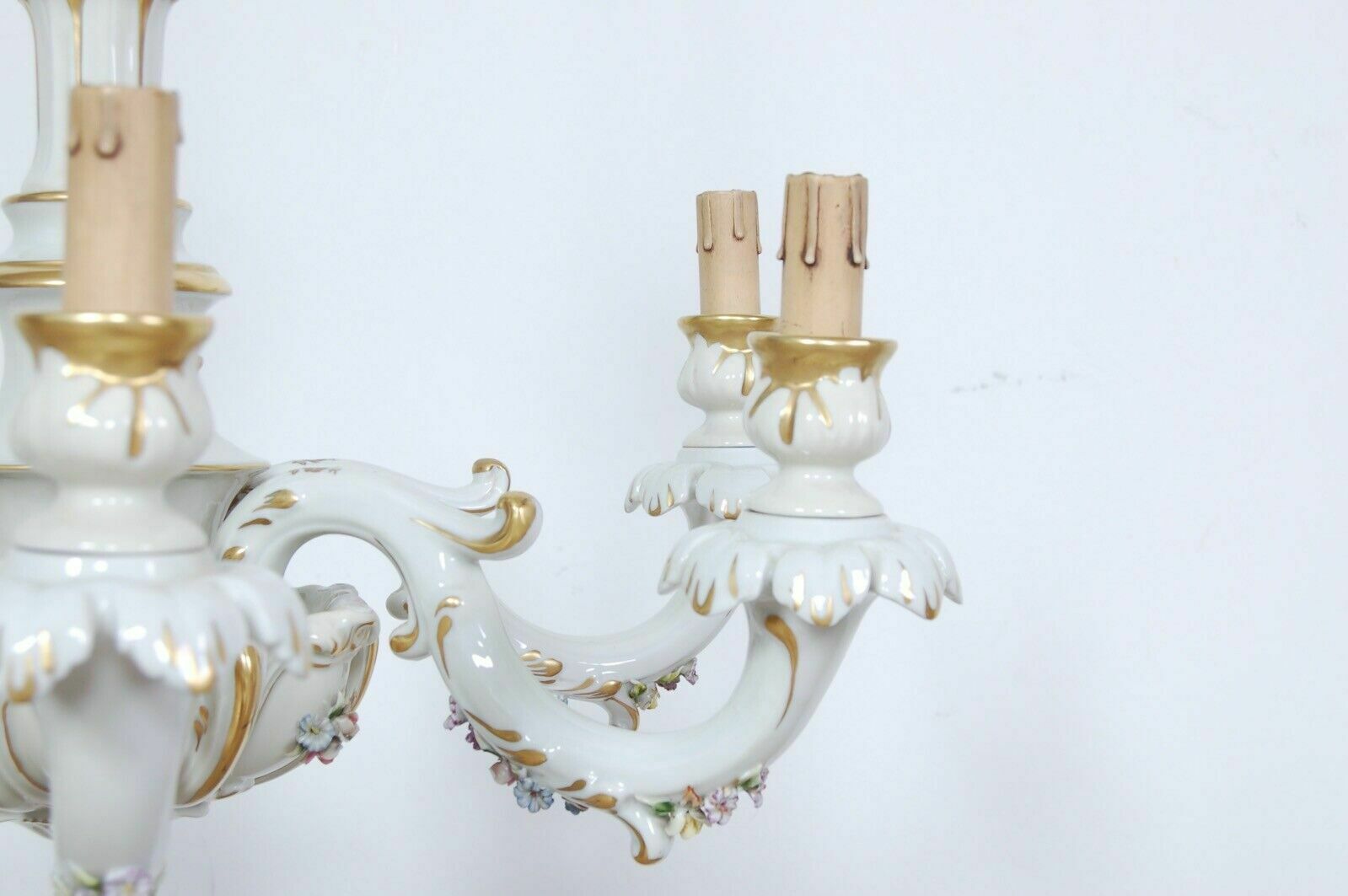 Capodimonte Chandelier 6 Lights Grandmother's Lamp Ceramic Arms Flowers photo buy