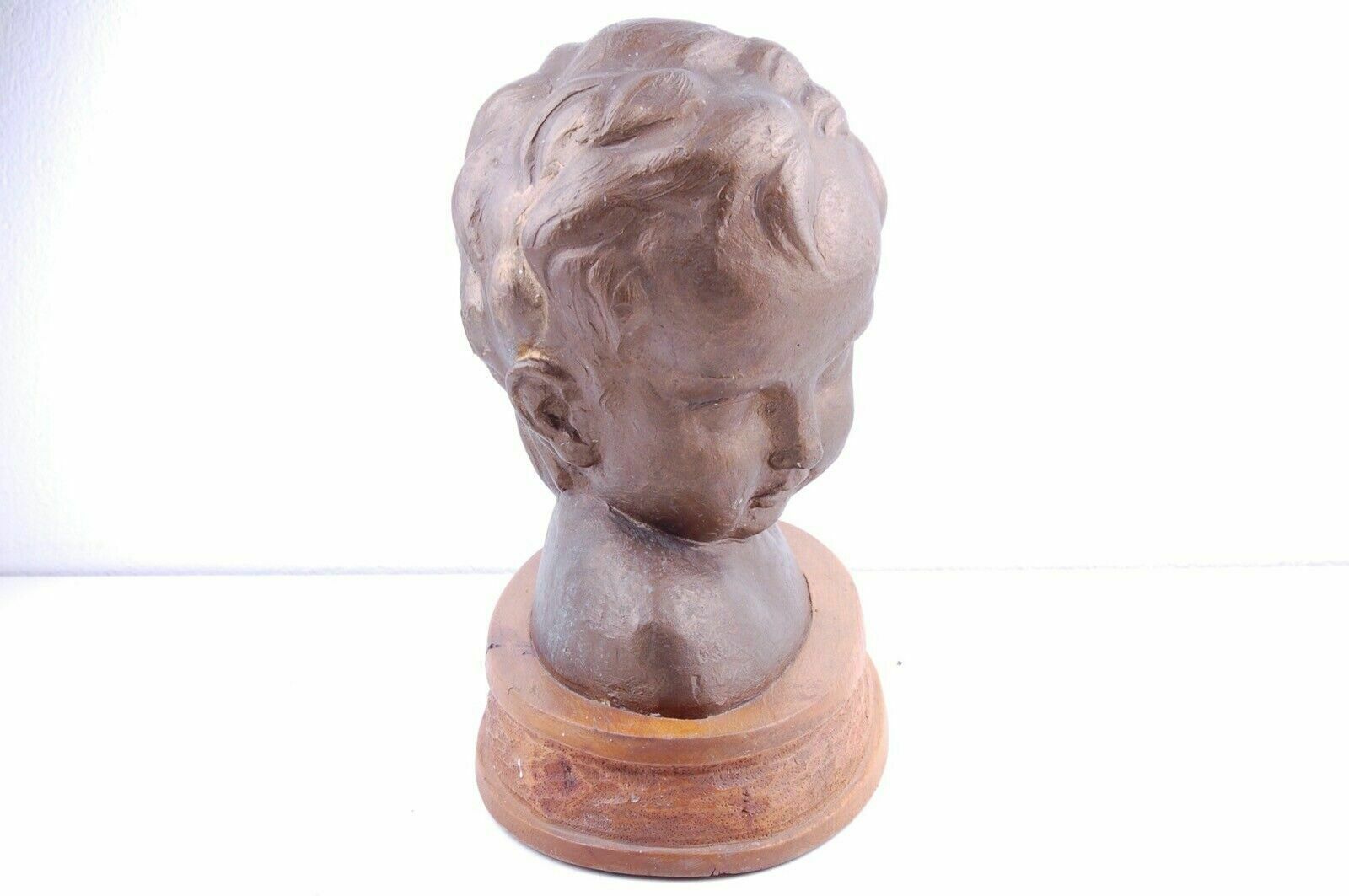 Half Bust Of A Child Luigi Ferrario Bronze Colored Plaster Height 34 Cm. photo Art