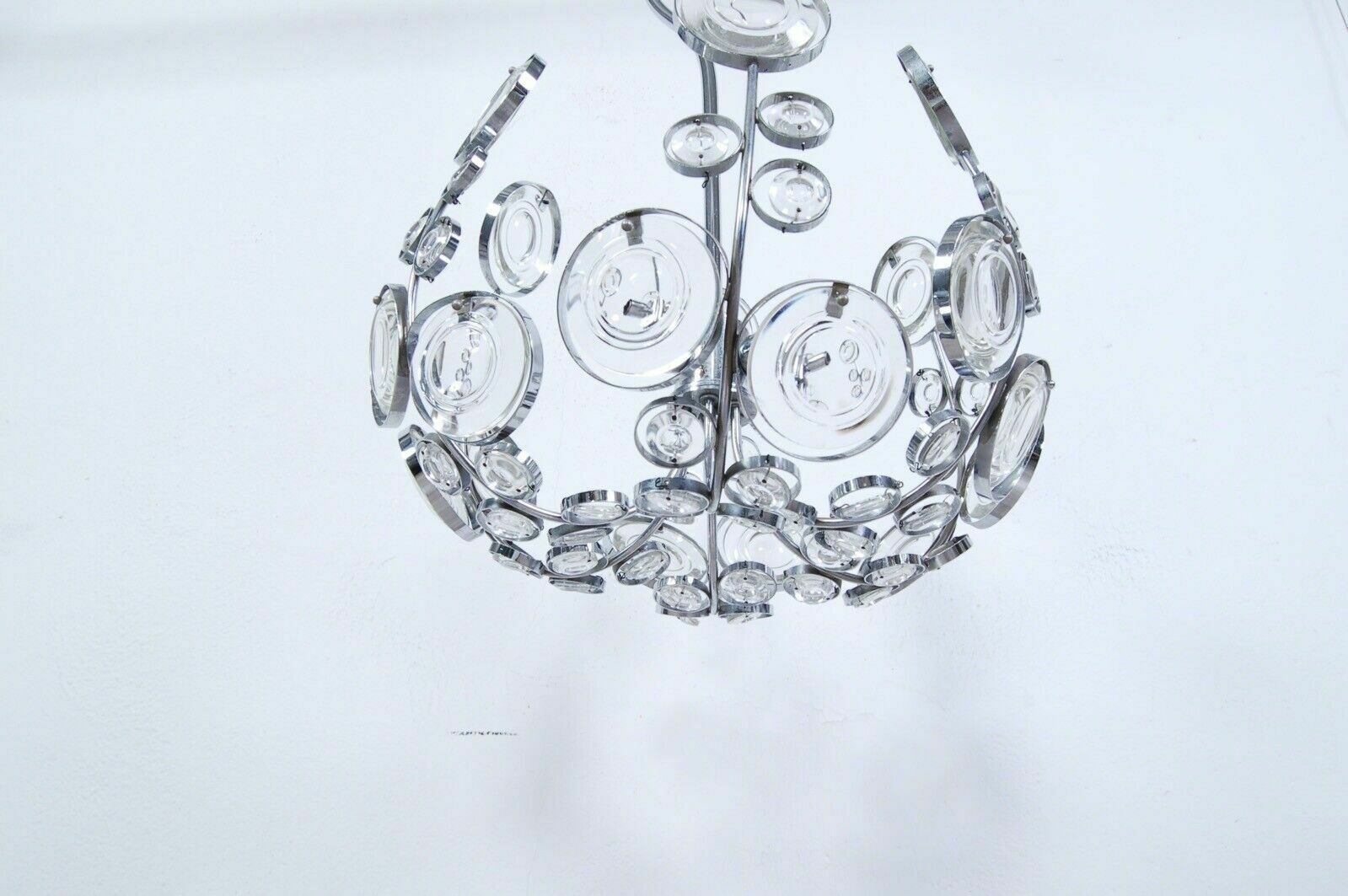 Space Age Chandelier Ceiling Lamp Design From The 70s In Murano Glass Steel photo 126.0