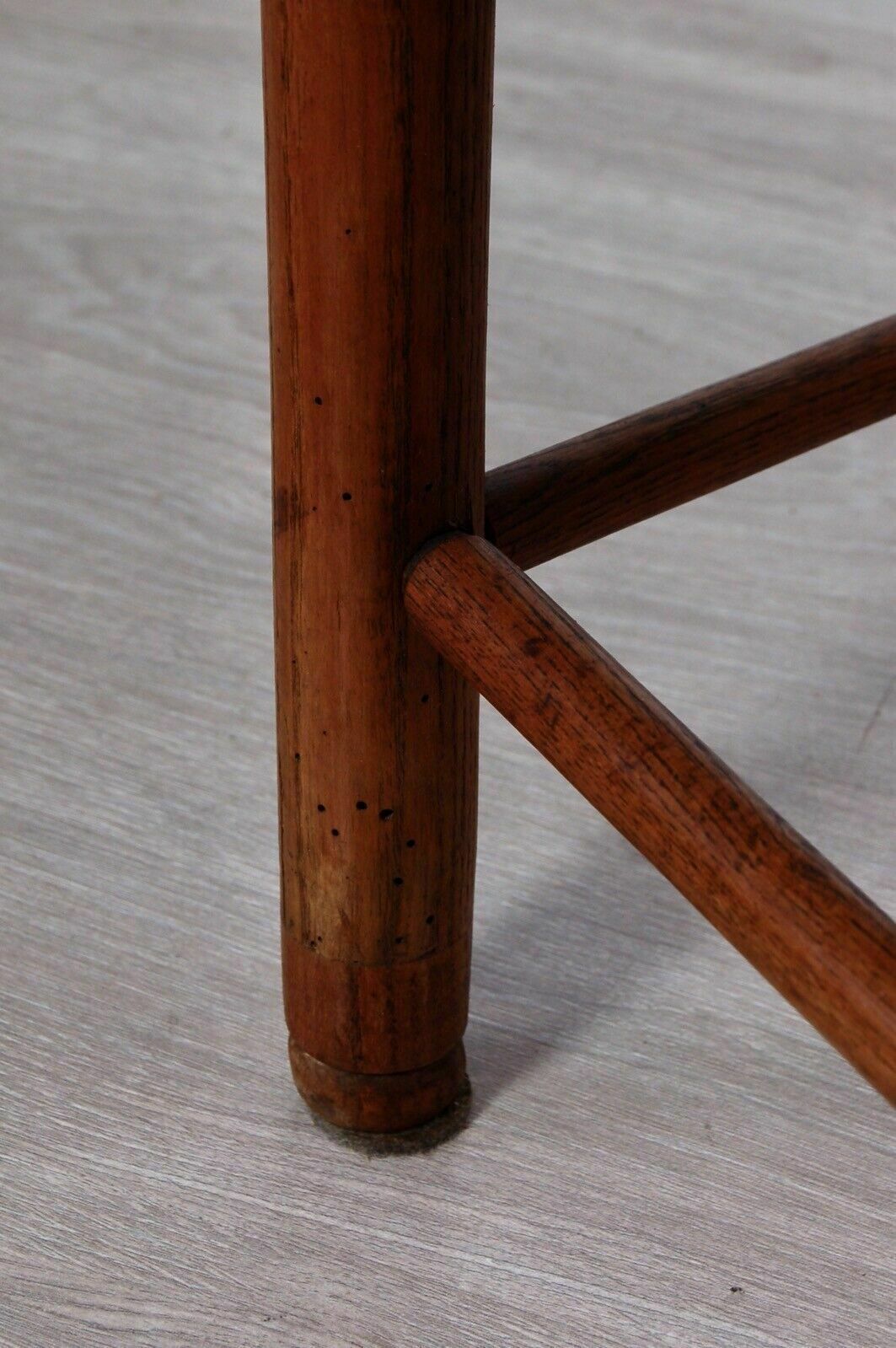 Furniture Antique Provençal Chair In Worked Oak, Straw Seat From The End Of The 19th Century, Armrests photo
