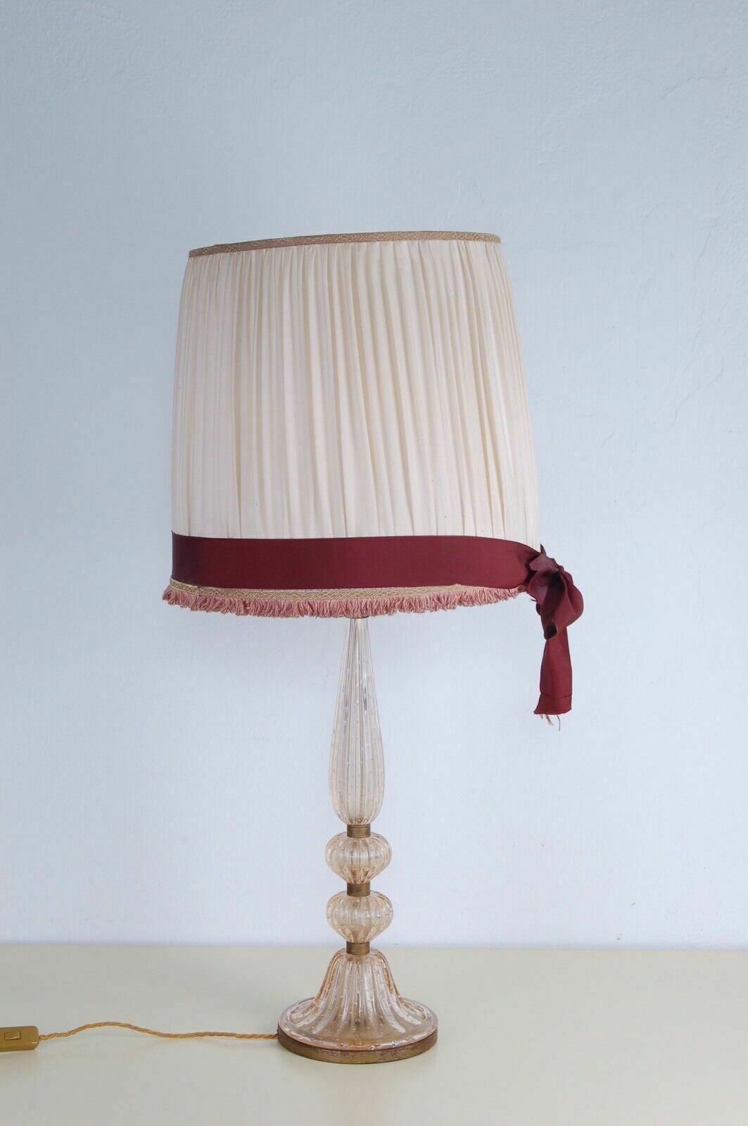 Barovier & Toso Ancient Venetian Table Lamp In Early 1900s Bullicante Murano Glass photo Lighting