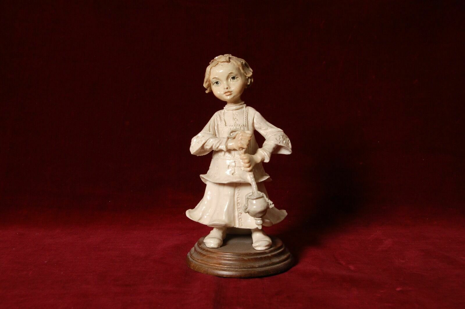 Capodimonte Ceramic Altar Boy Figurine, Ga Signature + Certificate Of Guarantee.19cm