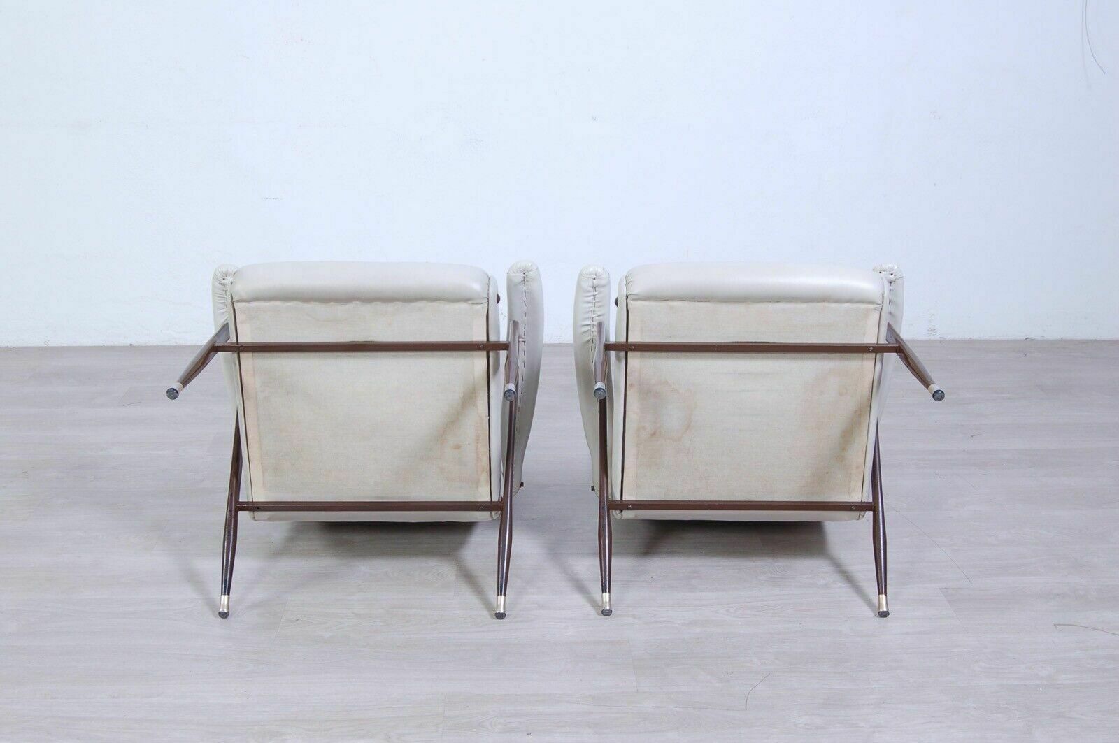 Furniture Pair Of Vintage 50s Design Armchairs, Mid Century Bow Leg Armchairs photo