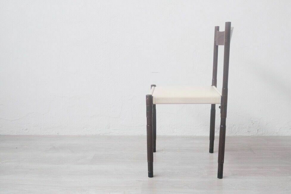 Vintage Design Wooden Chair From The 50s And 60s With Cream Skai Seat photo for sale