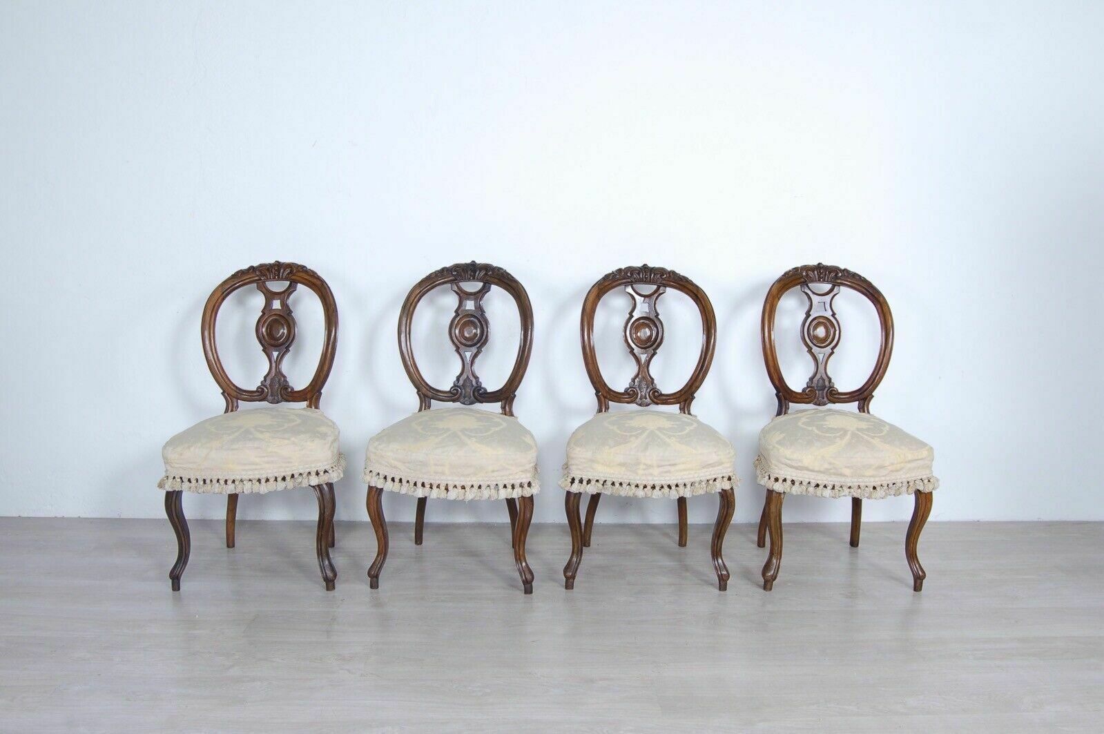Luigi Filippo Chairs End 800 4 Seats Walnut Wood Velvet Seat And Chair Cover photo for sale