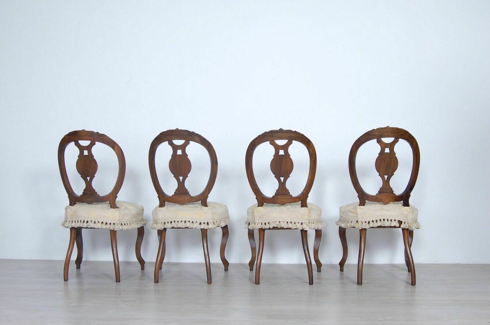 Luigi Filippo Chairs End 800 4 Seats Walnut Wood Velvet Seat And Chair Cover photo 339.0