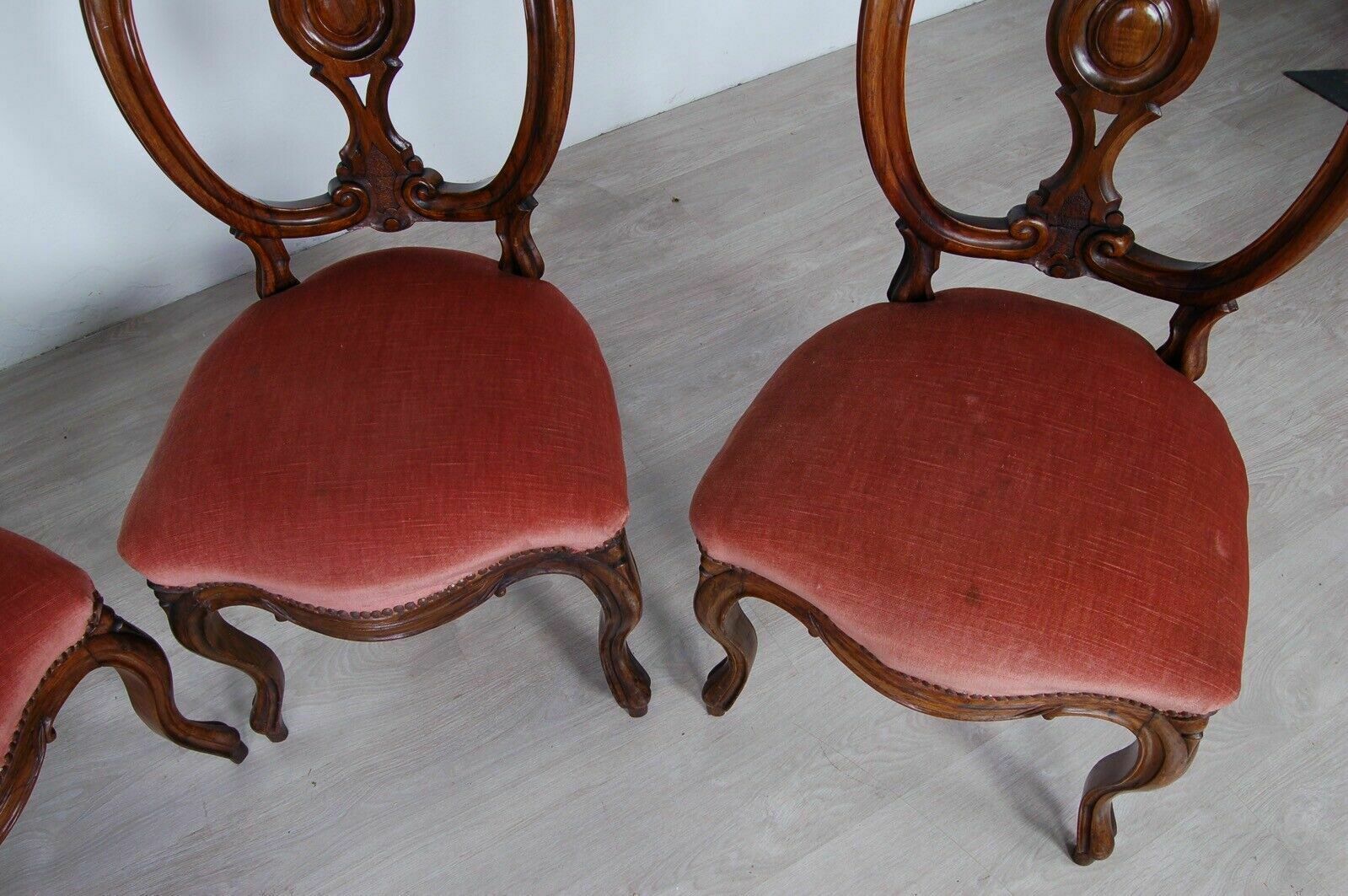 339.0 Luigi Filippo Chairs End 800 4 Seats Walnut Wood Velvet Seat And Chair Cover photo
