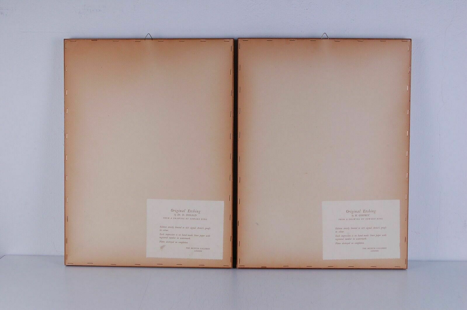 photo furniture Pair Of Original Etchings, Certified By The Museum Gallery Of London. Edward King
