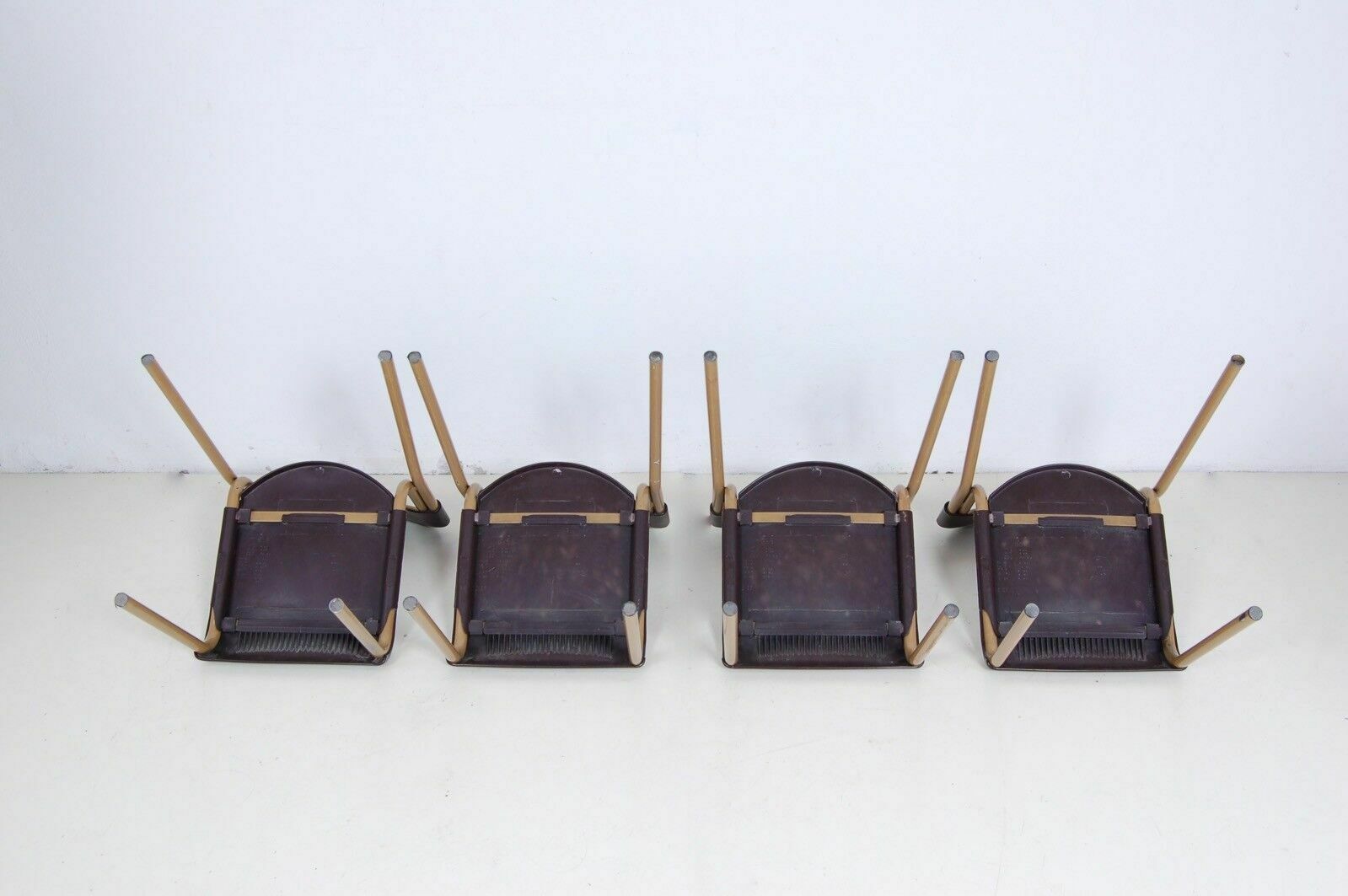 photo for sale 4 Vintage Kindergarten School Chairs In Iron And Plastic. Poles Mod. Dep. Seat 37cm.
