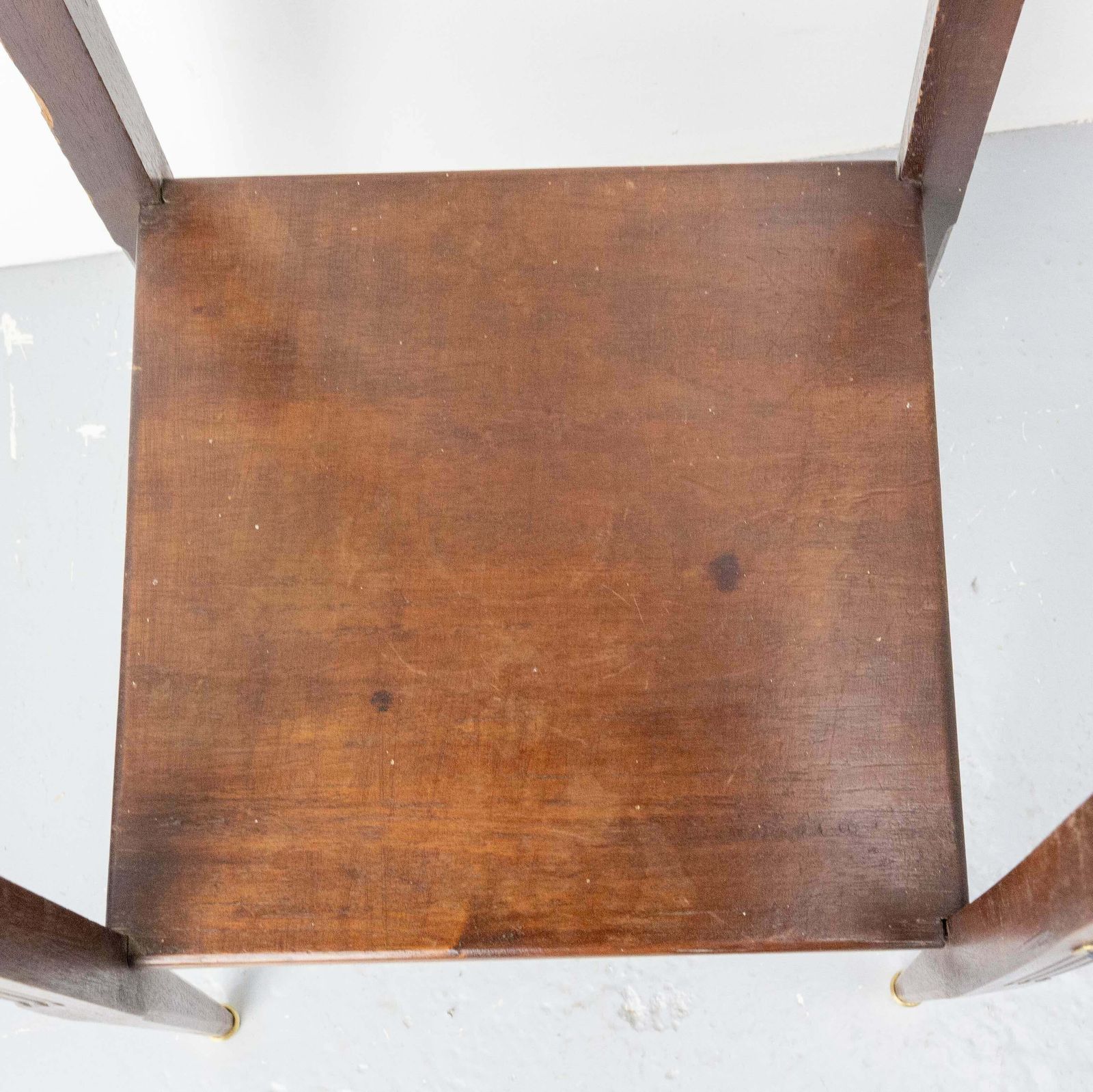 photo for sale French 1900 Iroko, Marble & Brass Sellette Or Plant Holder Louis XVI St, C 1900