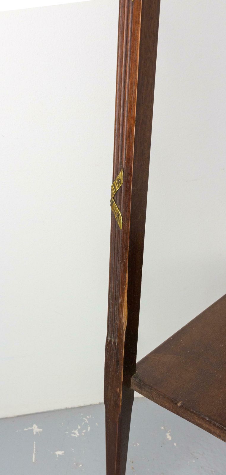 798.0 French 1900 Iroko, Marble & Brass Sellette Or Plant Holder Louis XVI St, C 1900 photo