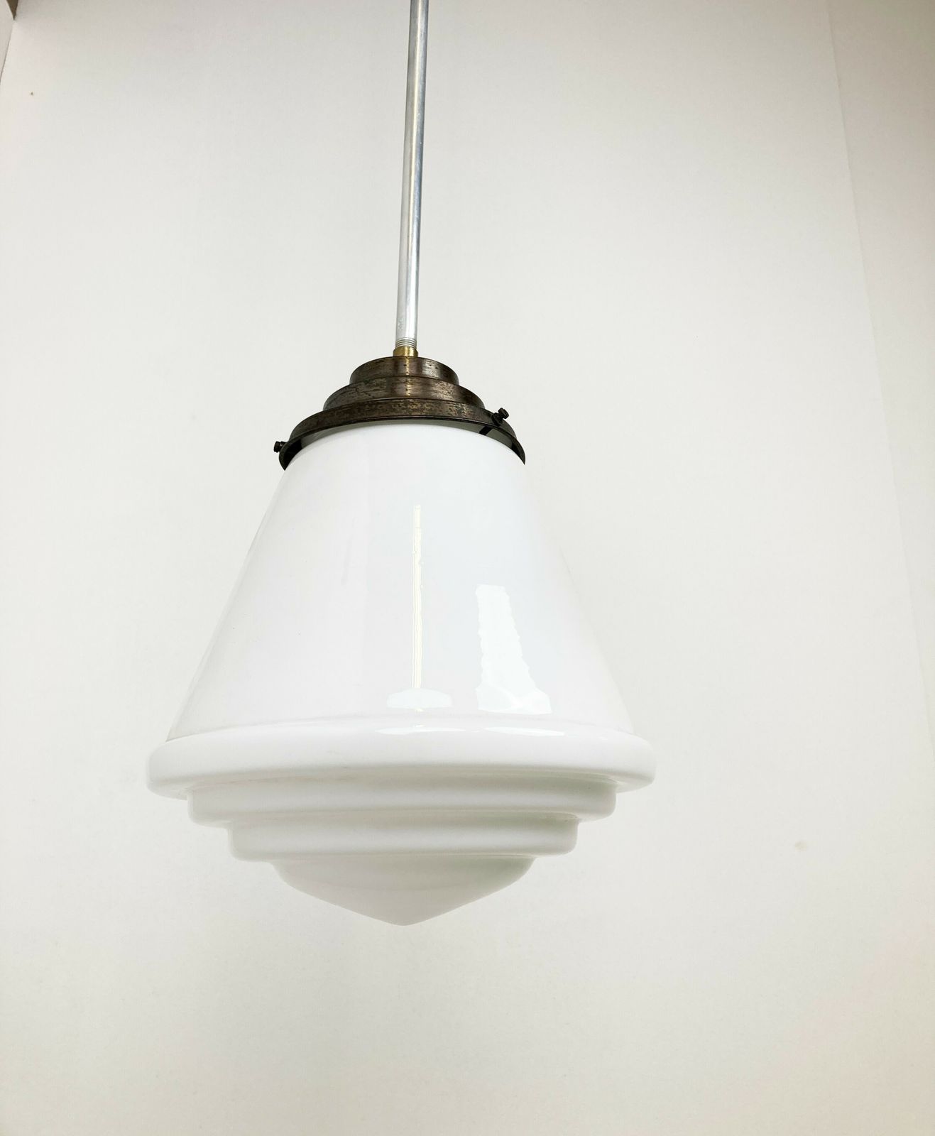Antique Conical Opaline Pendant Lights  1930s photo buy