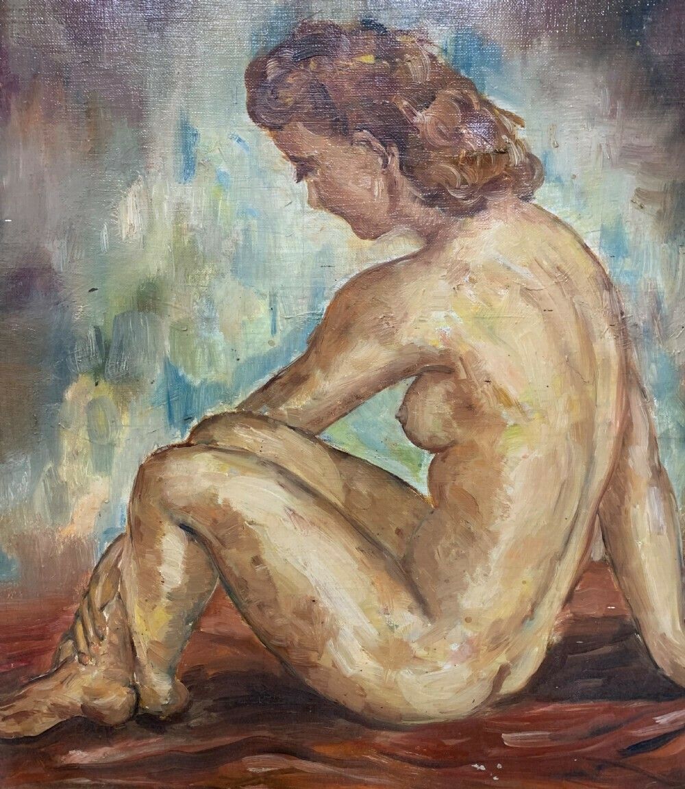 Art Deco French Female Nude Oil On Canvas C1920 30 photo furniture