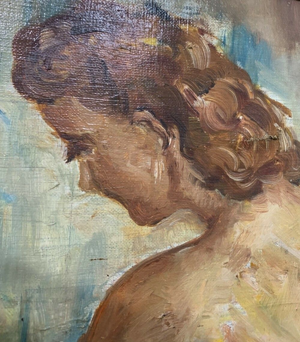 Art Deco French Female Nude Oil On Canvas C1920 30 photo for sale