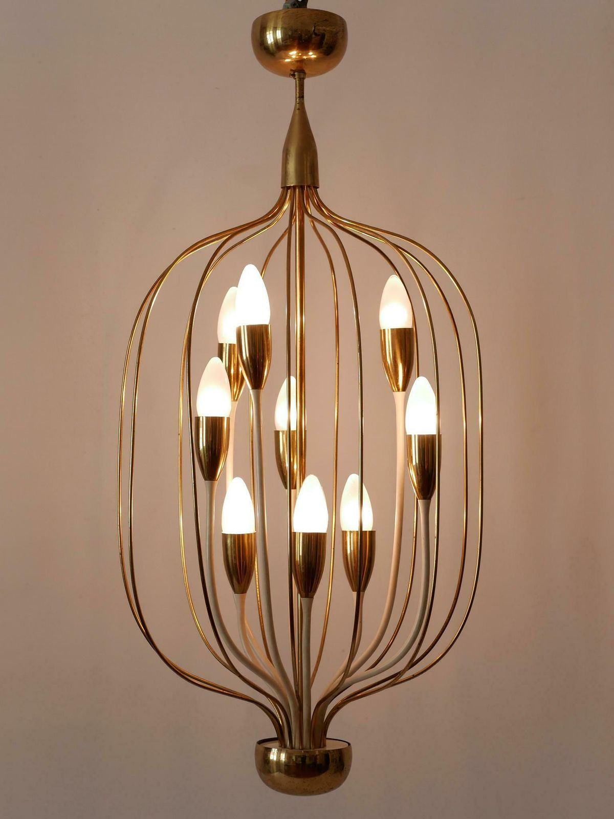 Exceptional Mid Century Modern Nine Flamed Chandelier Or Pendant Lamp 1950s photo buy