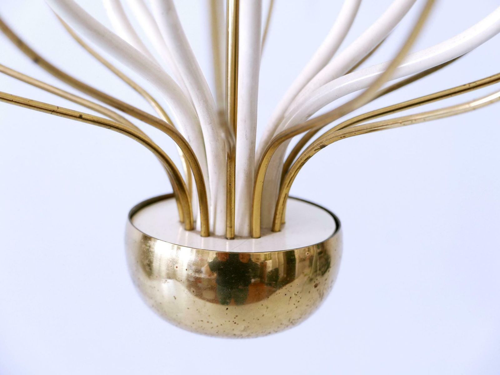 photo vinterior Exceptional Mid Century Modern Nine Flamed Chandelier Or Pendant Lamp 1950s