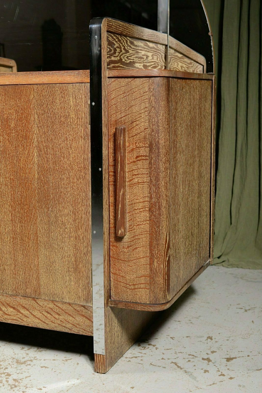 Furniture An Art Deco Limed Oak Cocktail Cabinet   C.1930 photo