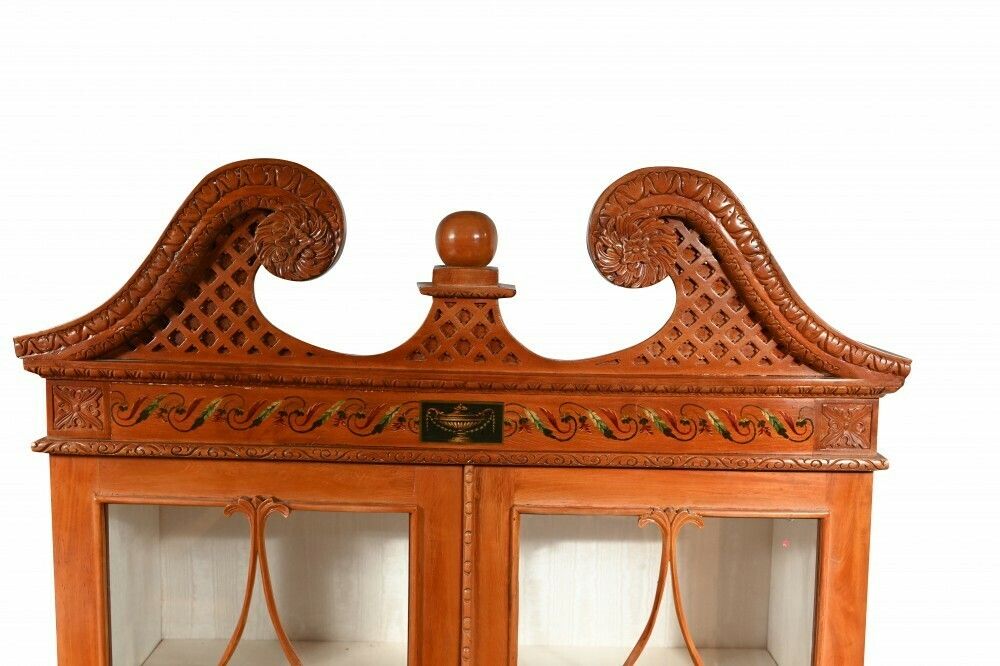 Pair Antique Display Cabinets  Chippendale Glass Fronted Bookcases Satinwood photo buy