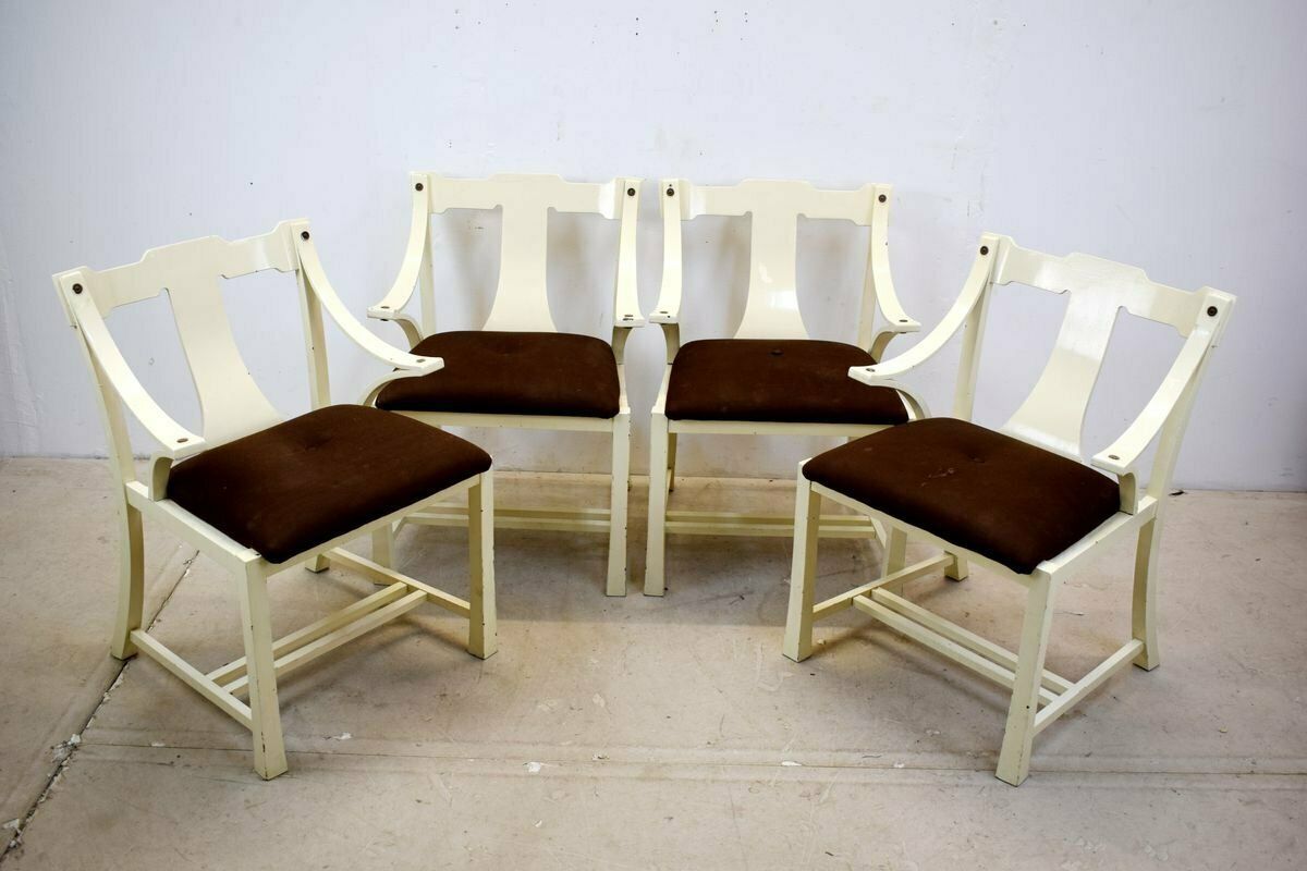 Italian Painted Wooden Dining Chairs, 1960s, Set Of 4 photo for sale