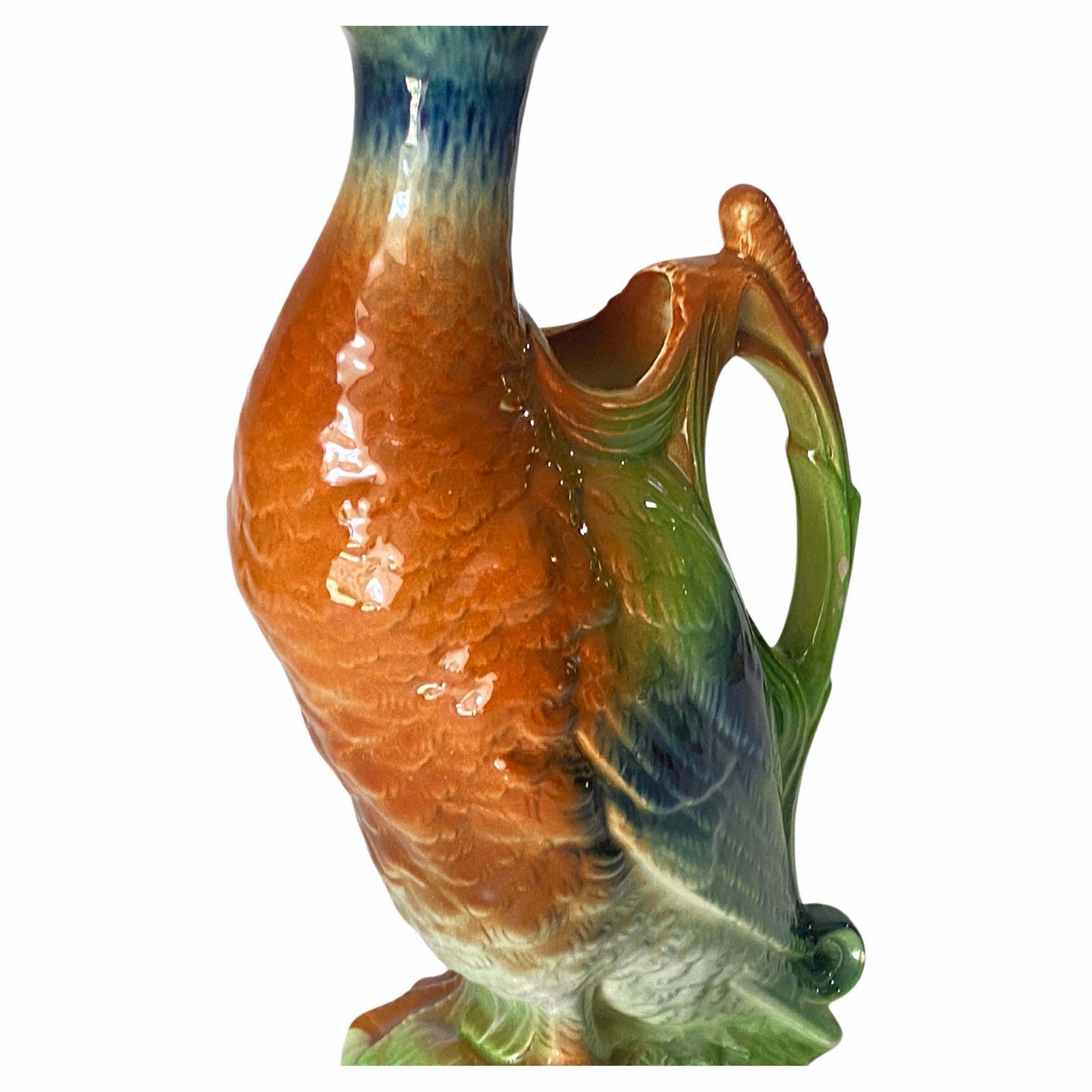 Majolica Duck Mallard Pitcher Keller And Guerin Saint Clement, Circa 1900 France photo furniture