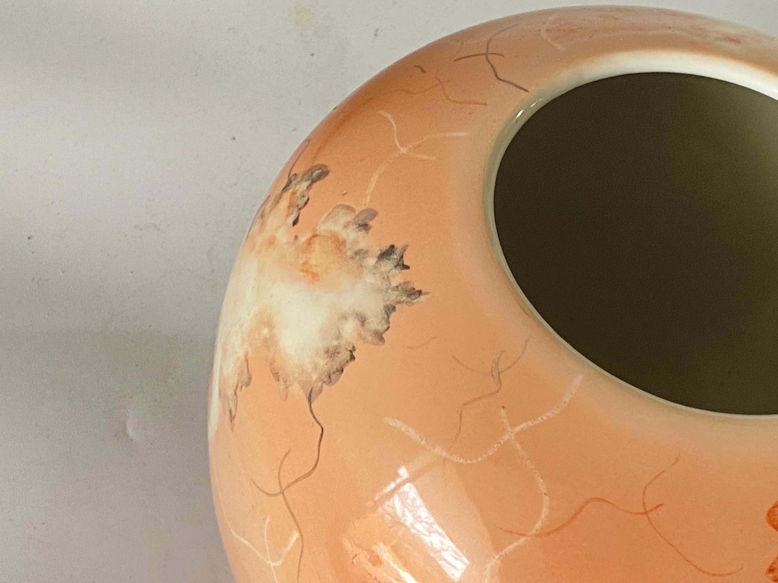 Round Porcelain Vase Portugal 1970 Pink Colour photo for sale