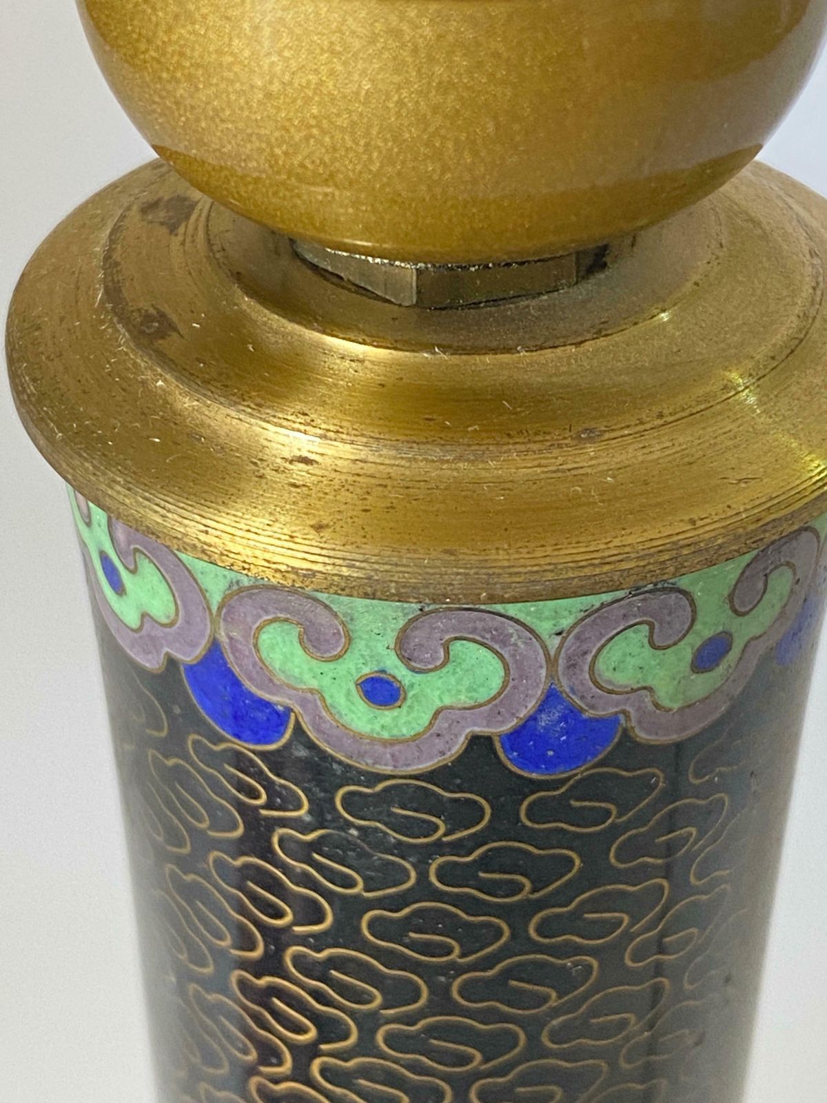 Antique Chinese Black Cloisonné Table Lamp With Floral Motif China Circa 1890 photo furniture