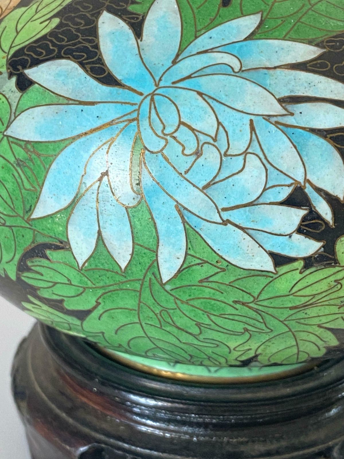 Antique Chinese Black Cloisonné Table Lamp With Floral Motif China Circa 1890 photo buy