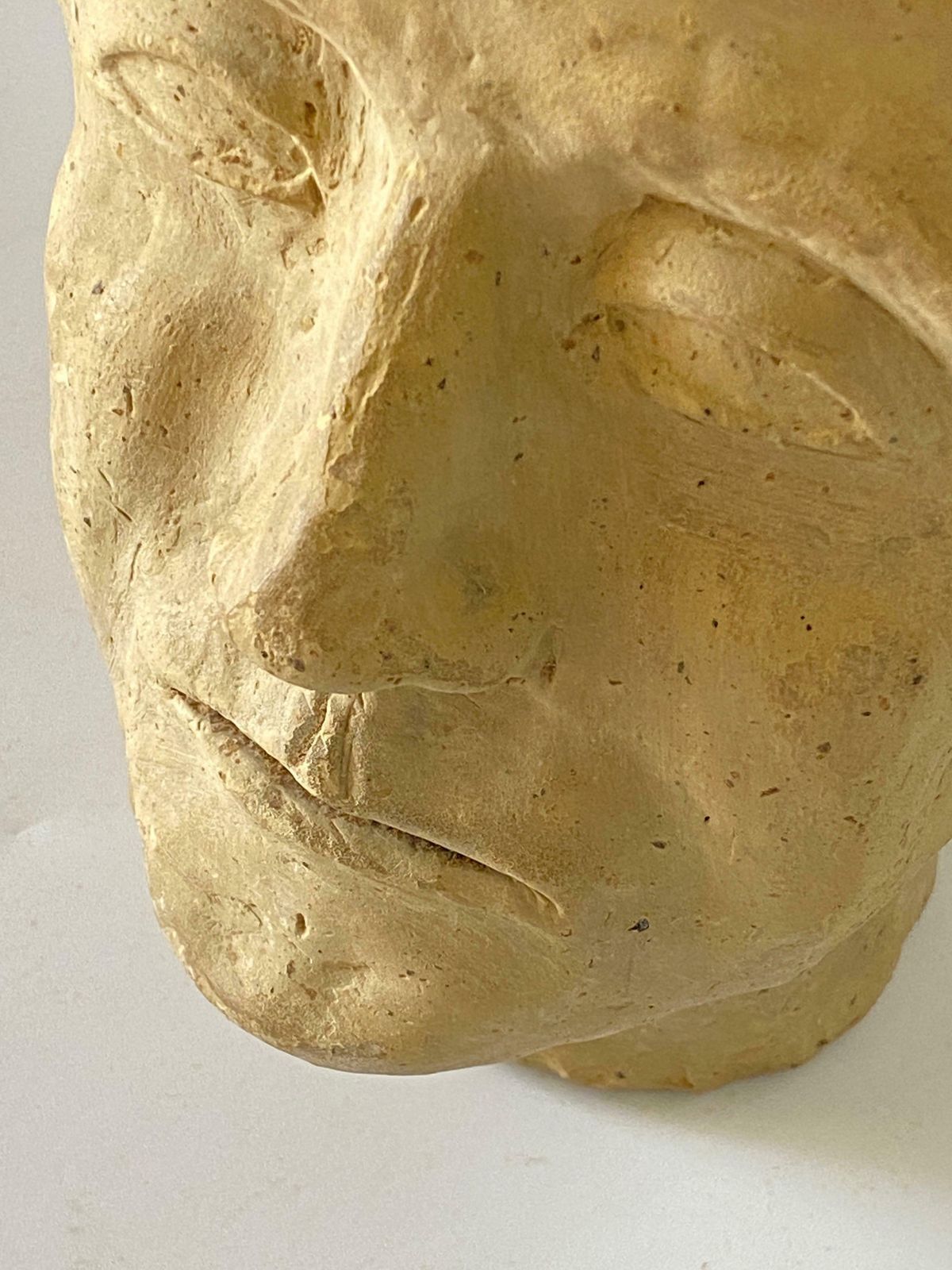 Art Deco Terracotta Sculpture, White Colour, Man Head, France 1940 photo 1313.0