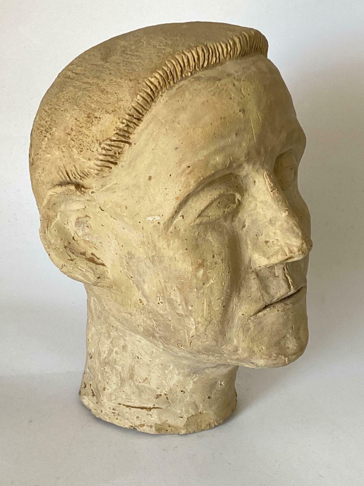 photo furniture Art Deco Terracotta Sculpture, White Colour, Man Head, France 1940