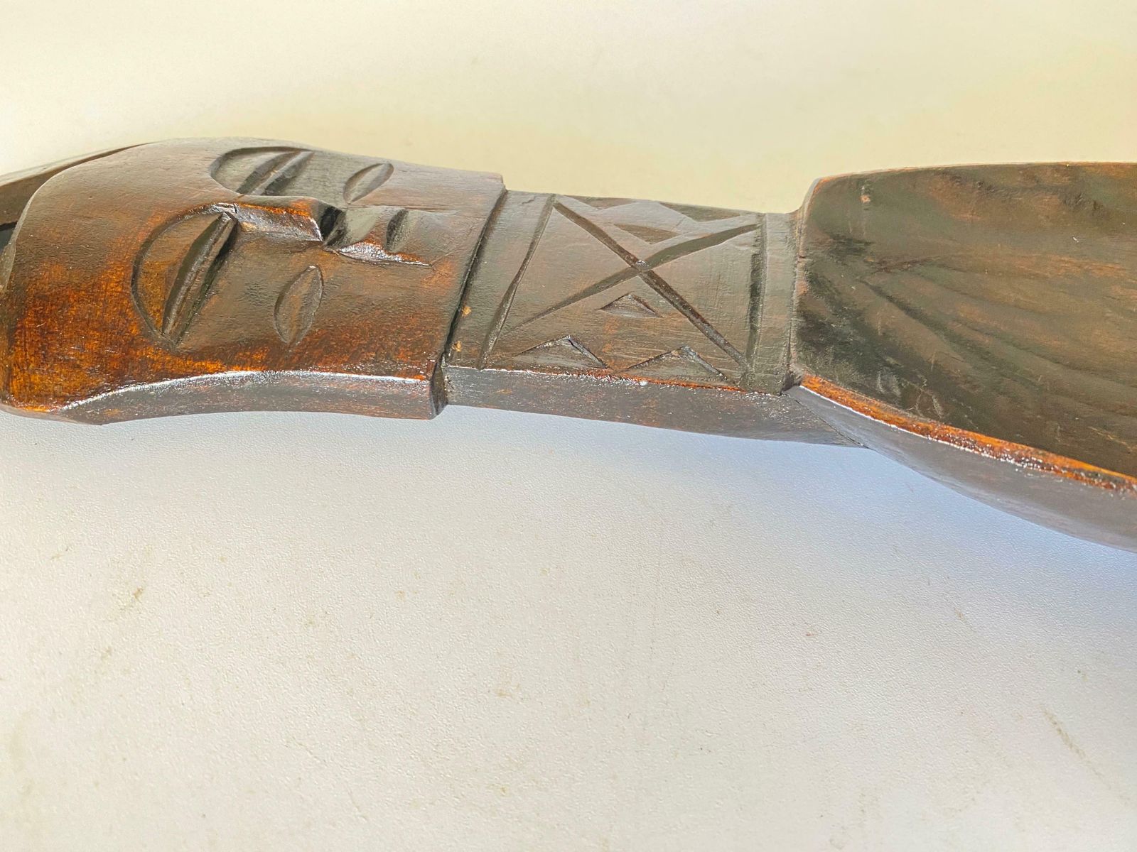 1960 Vide Poche Sculpture In Wood , Head Of Woman photo vintage