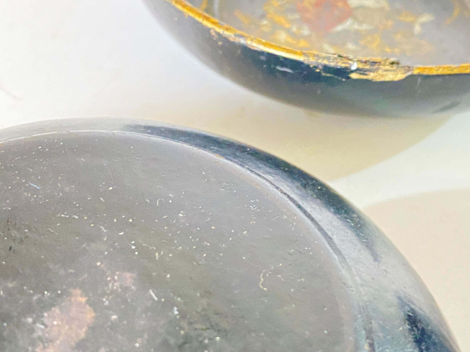 Japanese Laquered Papier Mâché Circular Cups Hand Painted, Circa 1910 Set Of 3 photo for sale