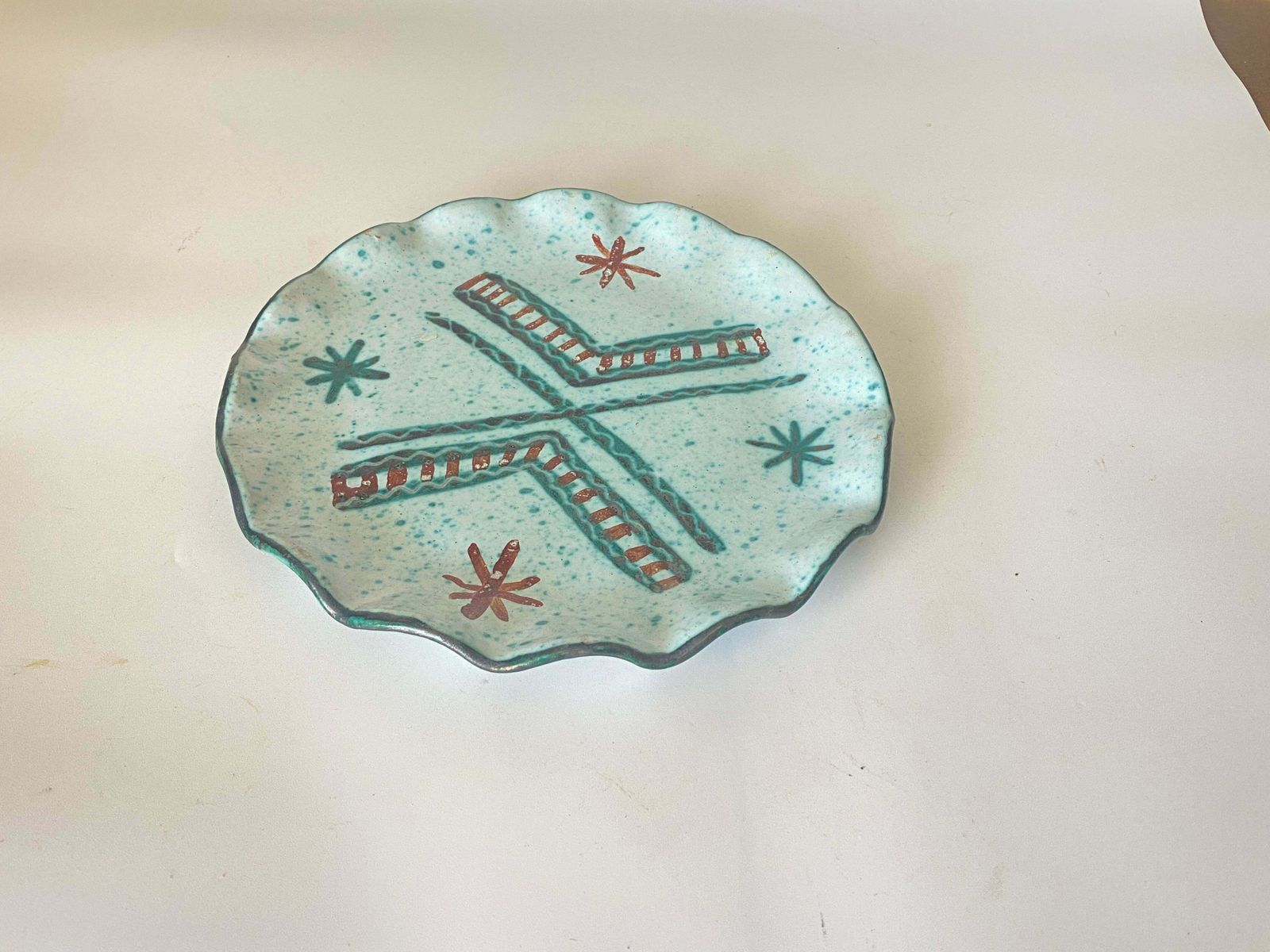 Ceramic Dish Green And Brown In The Style Of Robert Picault France, 1960 photo vinterior