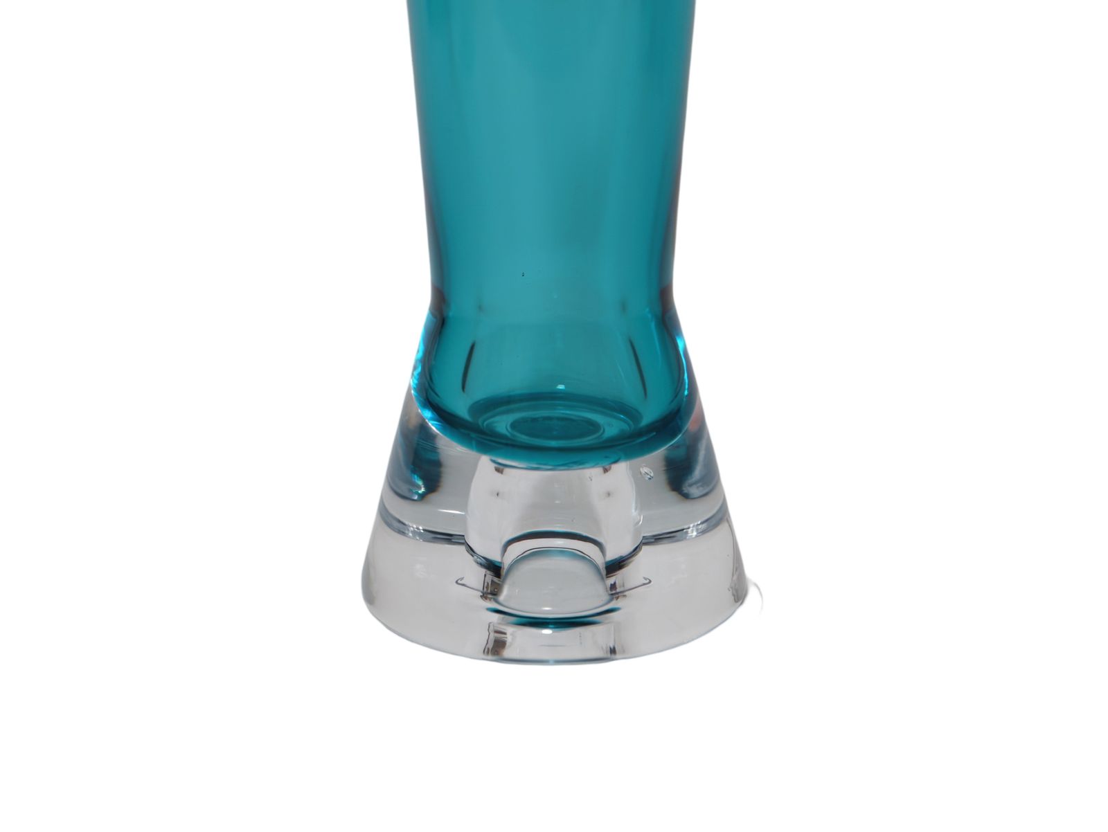 Blue And Clear Tall Art Glass Vase 1960's photo 65.0