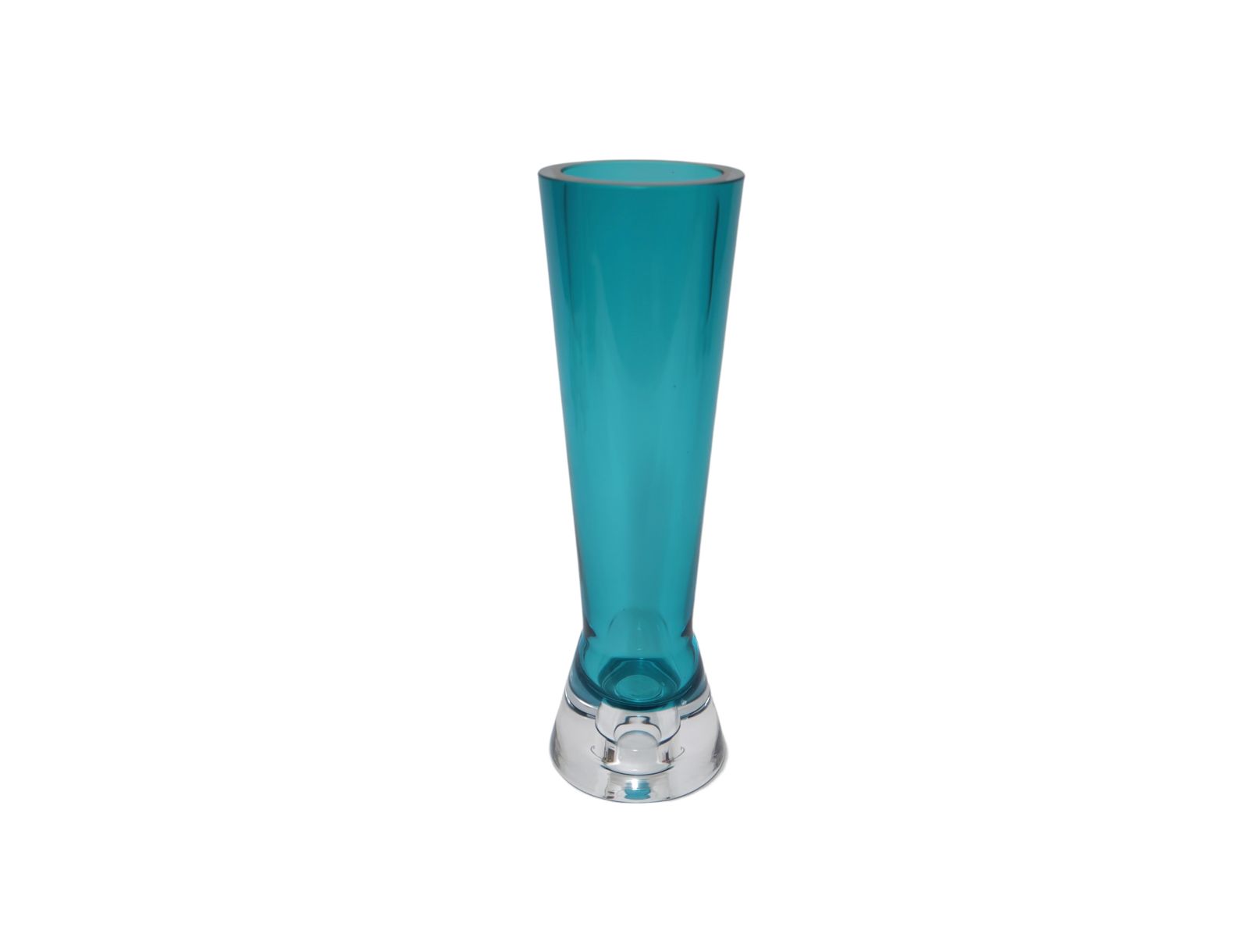 Blue And Clear Tall Art Glass Vase 1960's photo vinterior